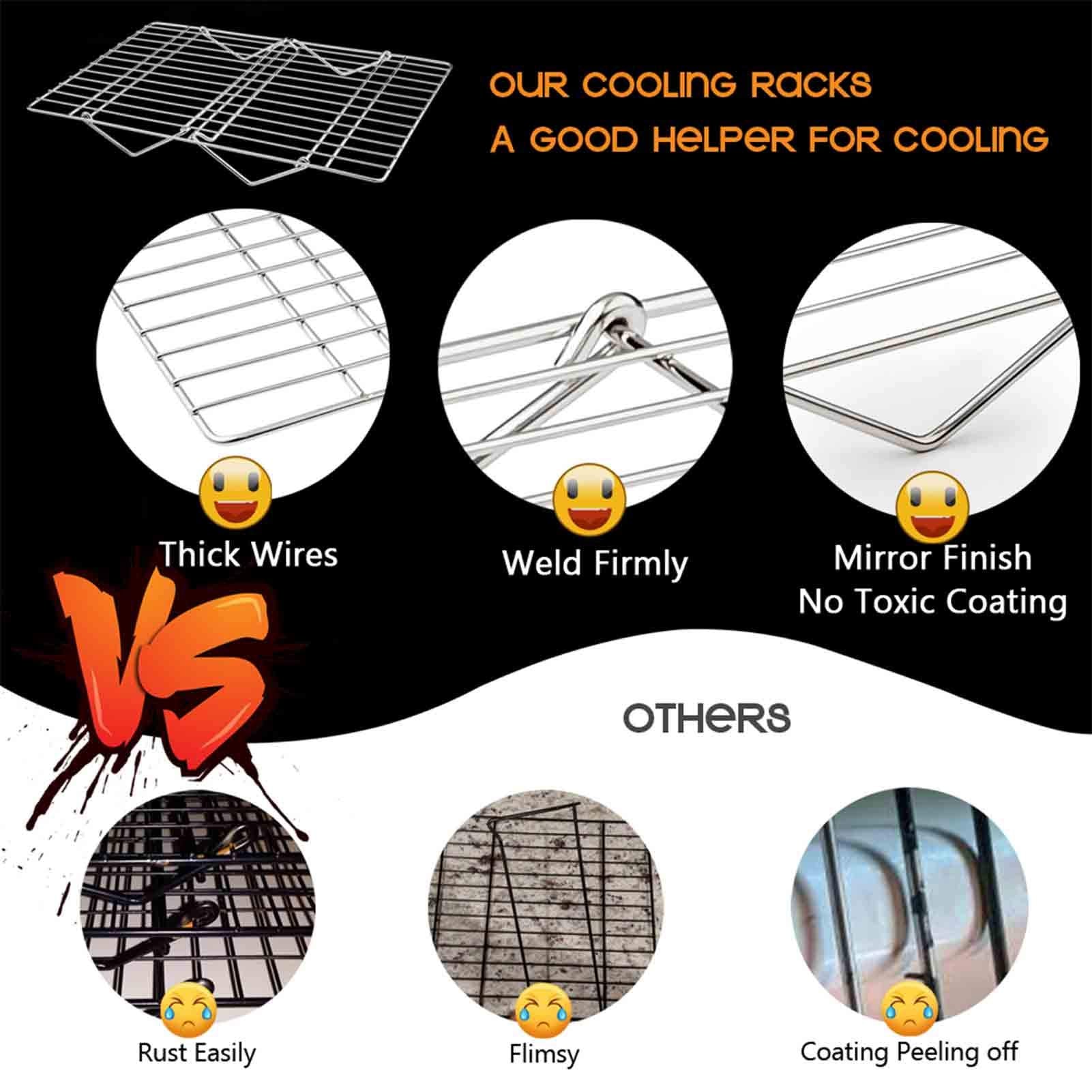 Teamfar Cooling Rack, 3 Tier 15    10 Oven/Dishwasher Safe Stainless Steel Baking Roasting Rack For Cookies Cake Pies Bread, Col