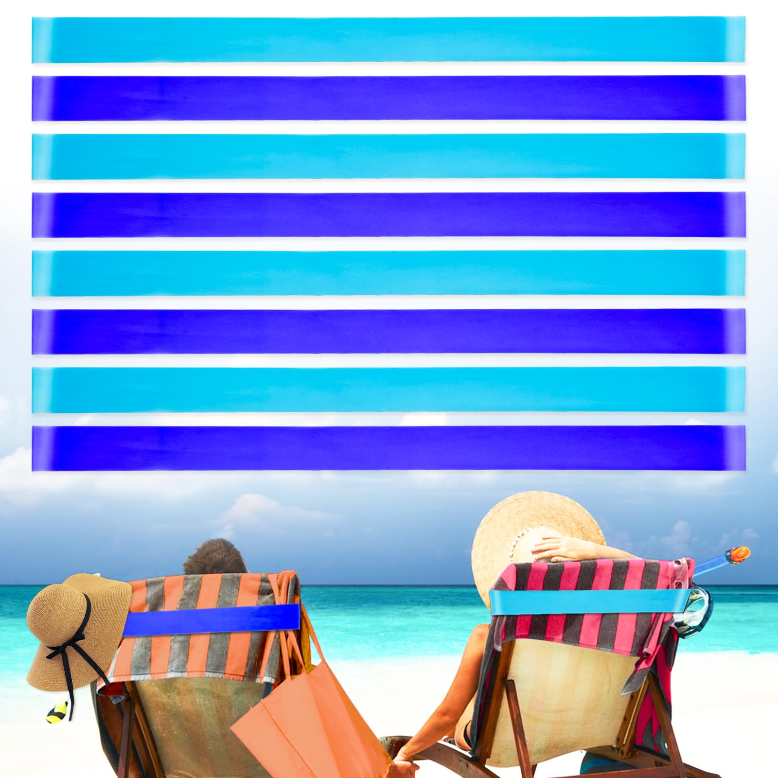 8 Pack Beach Towel Bands Stretchable For Cruise Chairs, Beach Band For Pool, 2025 Must Haves Cruise Accessories, Perfect Alterna
