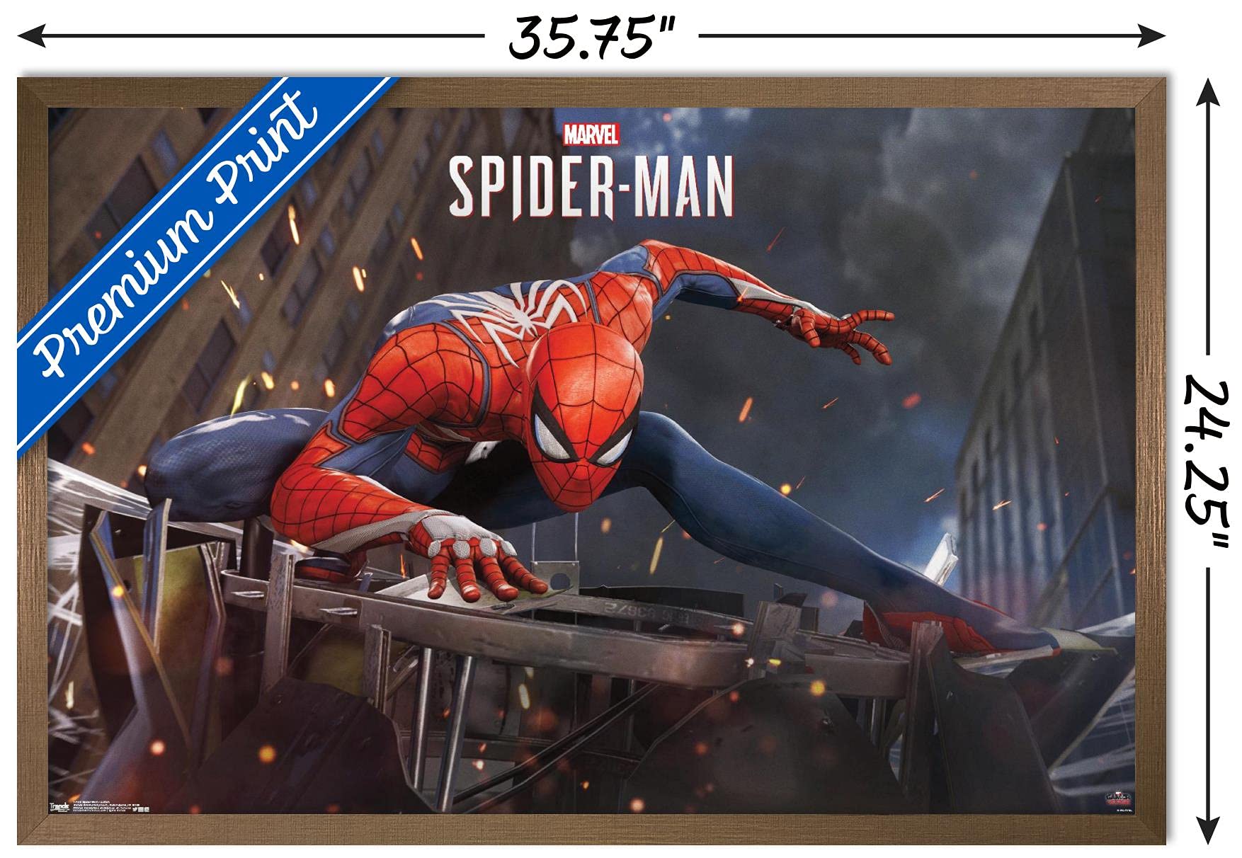 Trends International Marvel Comics - Spider-Man - Action Wall Poster, 22.375'' X 34'', Bronze Framed Version