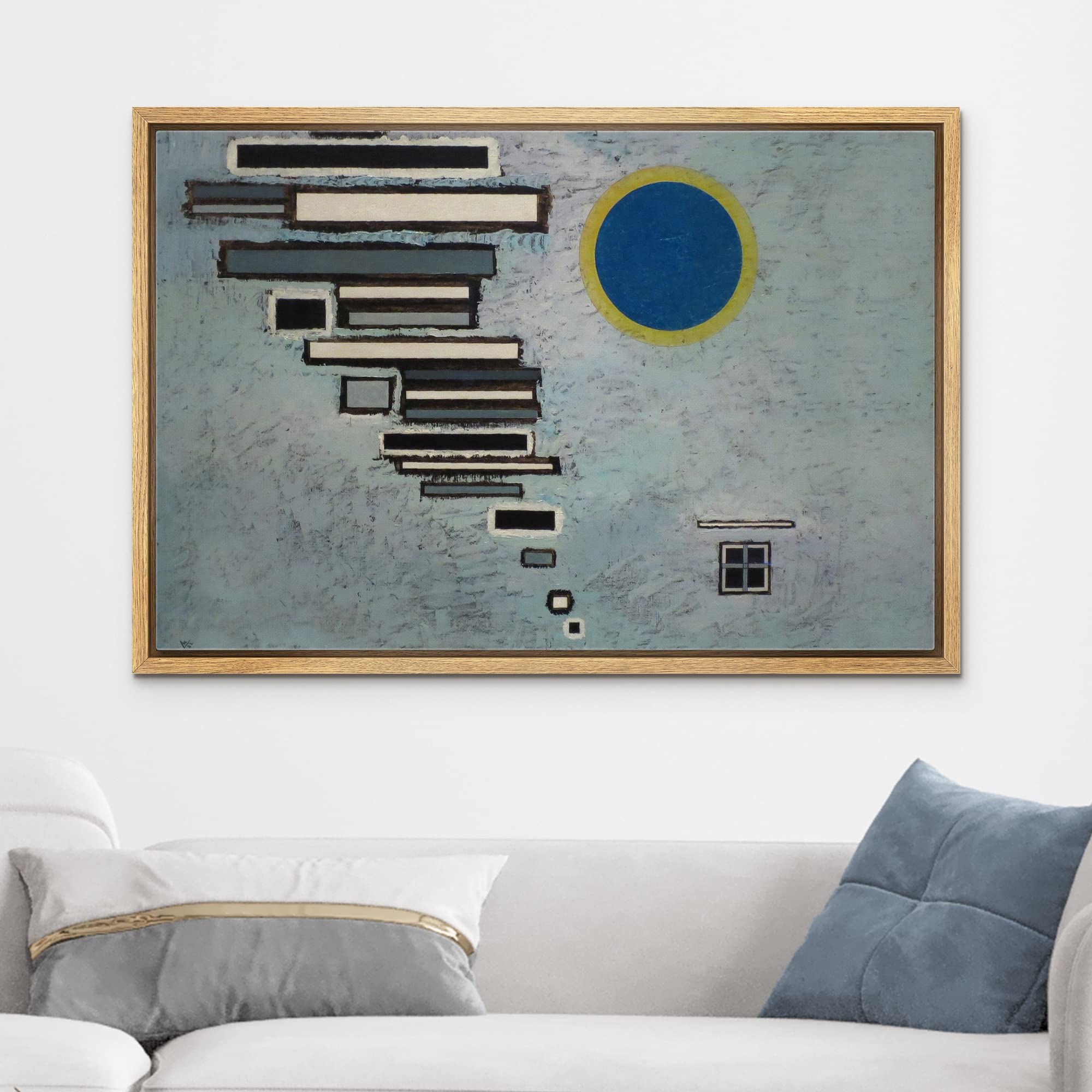 Wall26 - Unequal By Vassily Kandinsky - Framed Canvas Print Wall Art Famous Painting Reproduction - 24''X36'' Natural