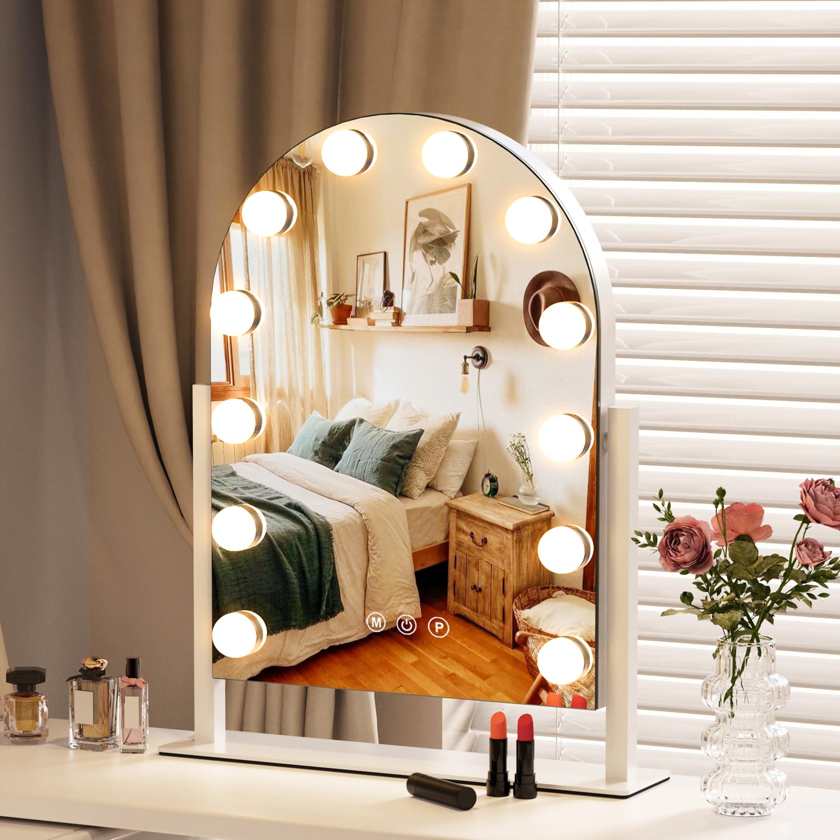 Zl Zeling Vanity Mirror With Lights Makeup Mirror With Lights 12 Dimmable Bulbs Hollywood Lighted Makeup Mirror Detachable 5X Ma