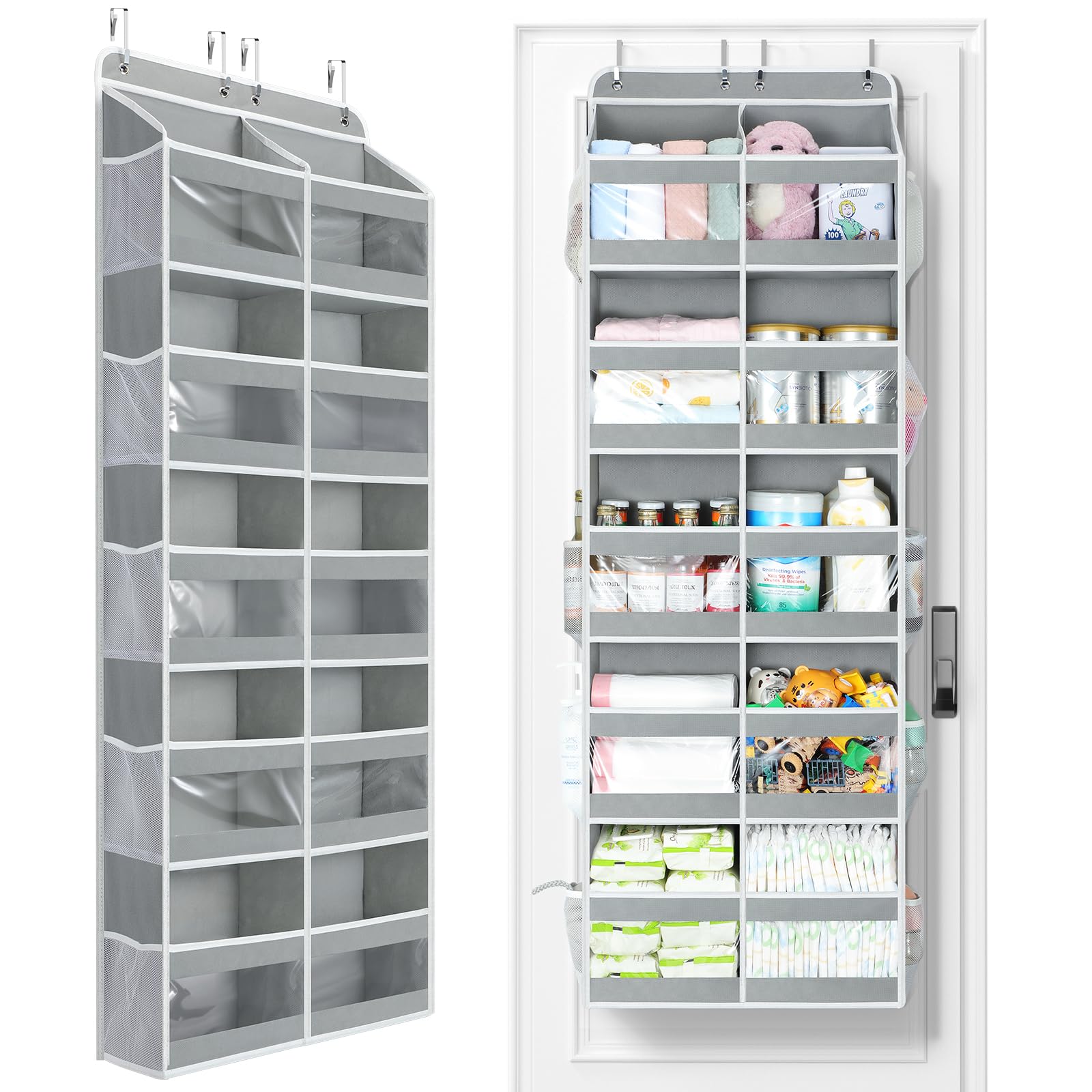 Yecaye 5-Tier Over The Door Organizer Dual-Column, 80lbs Load Over The Door Storage of 10 Compartments, Heavy Duty Door Organize