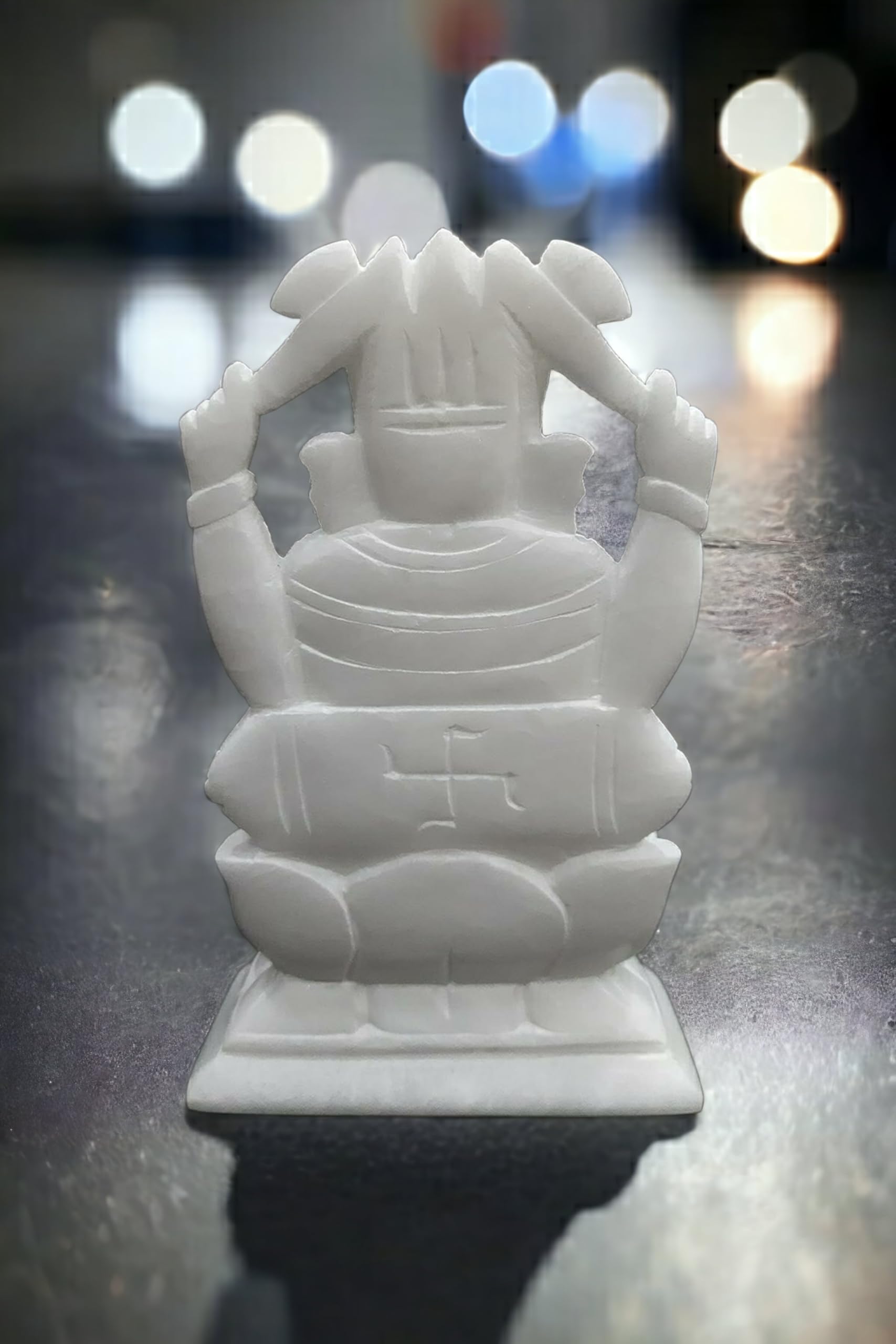 Pooja Creation White Marble Lord Statue Ganesh Idol For Home Use 6 Inch