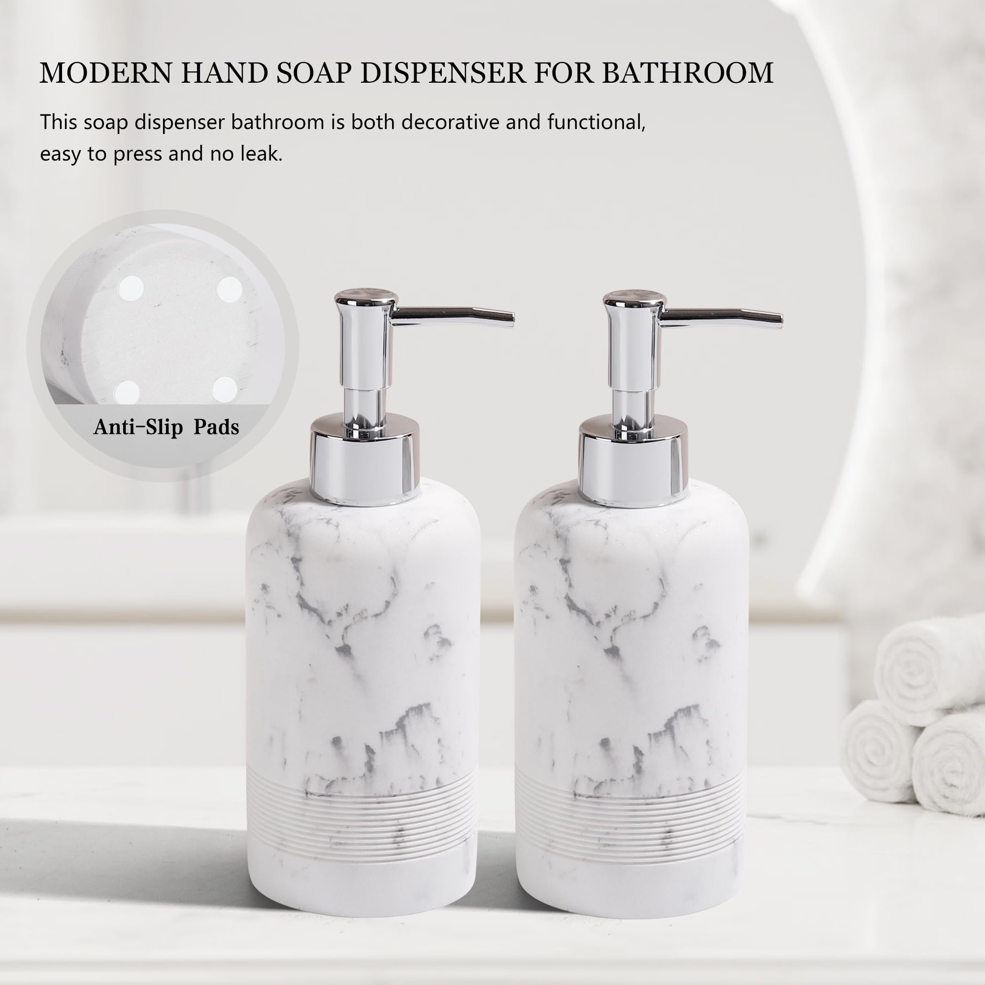 Ymxyjm 2Pcs/Set Hand Soap Dispenser Sets - 10.8Oz Refillable Resin Liquid Soap Dispensers With Rust-Proof Pump For Bathroom Coun