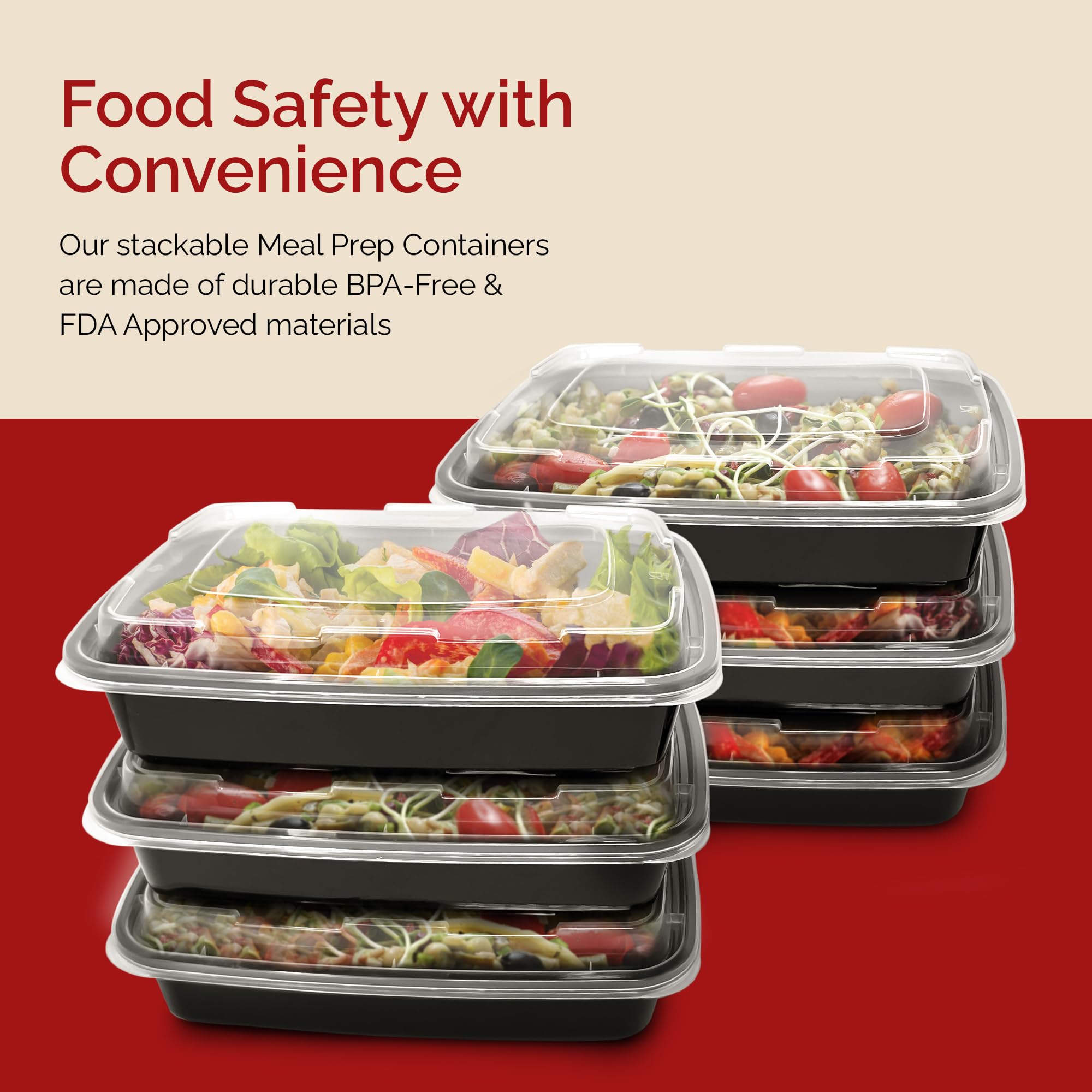 Reli. Meal Prep Containers (50 Pack, 32 Oz.) | 1 Compartment Food Containers With Lids | Microwavable Freezer Dishwasher Safe -