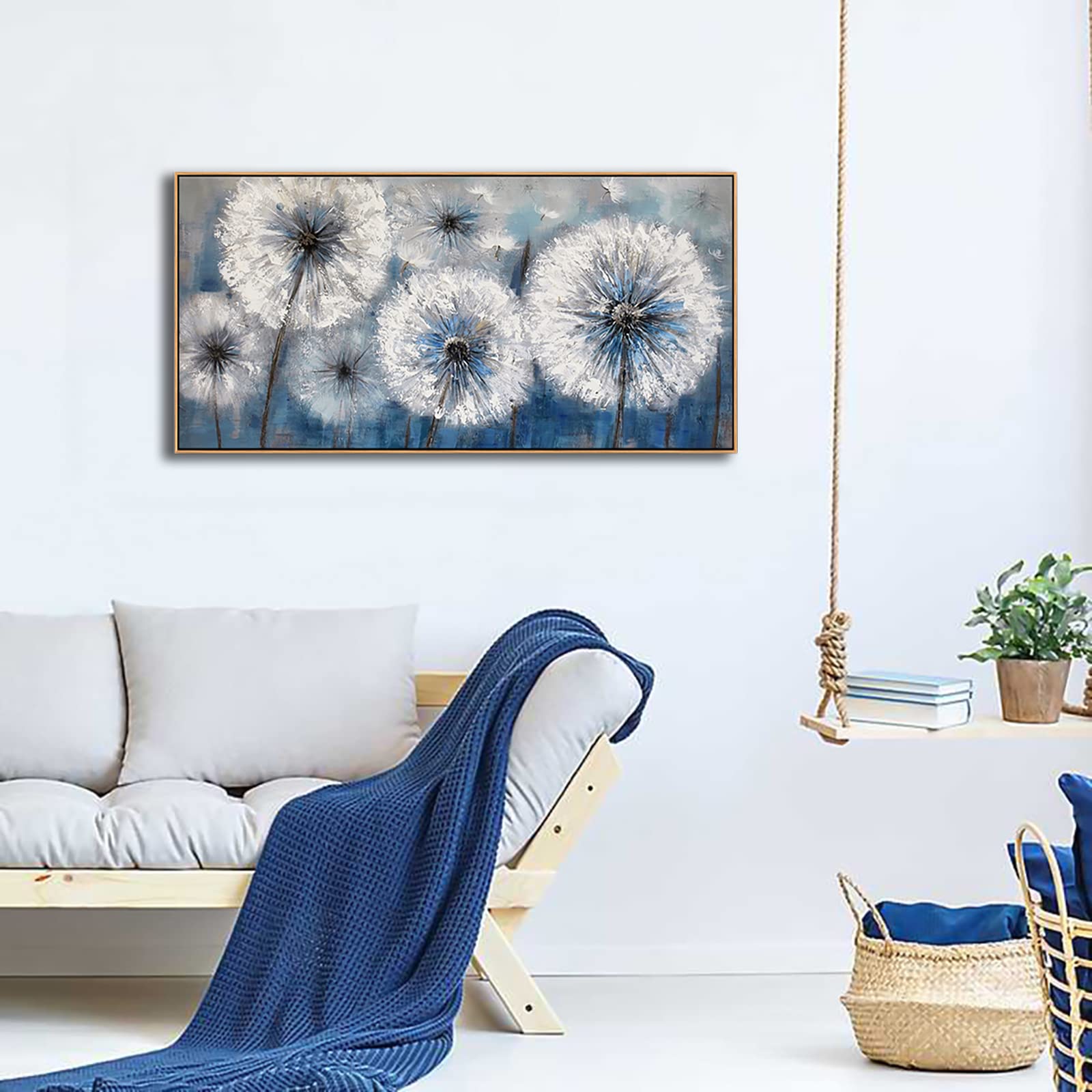 Dandelion Painting Wall Art Canvas Print Picture Framed Wall Art For Living Room Large White Flower Flora Home Bedroom Decoratio