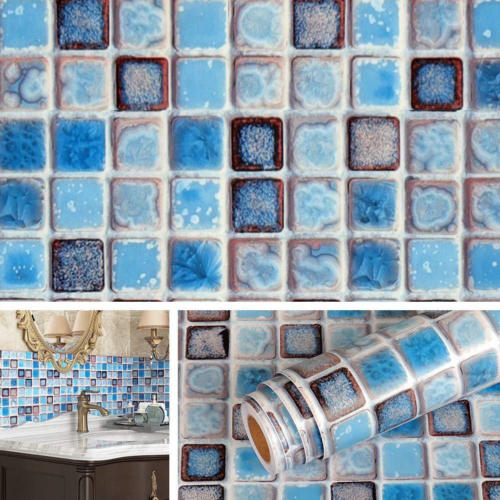 Livelynine 15.8 X 394 Inch Waterproof Vinyl Wallpaper For Bathroom Shower Wall Countertop Kitchen Backsplash Peel And Stick Wall