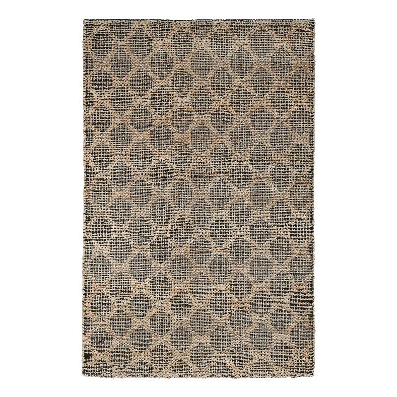 Kosas Home Mojave 96 x 120 Geometric Jute & Cotton Area Rug in Black/Natural