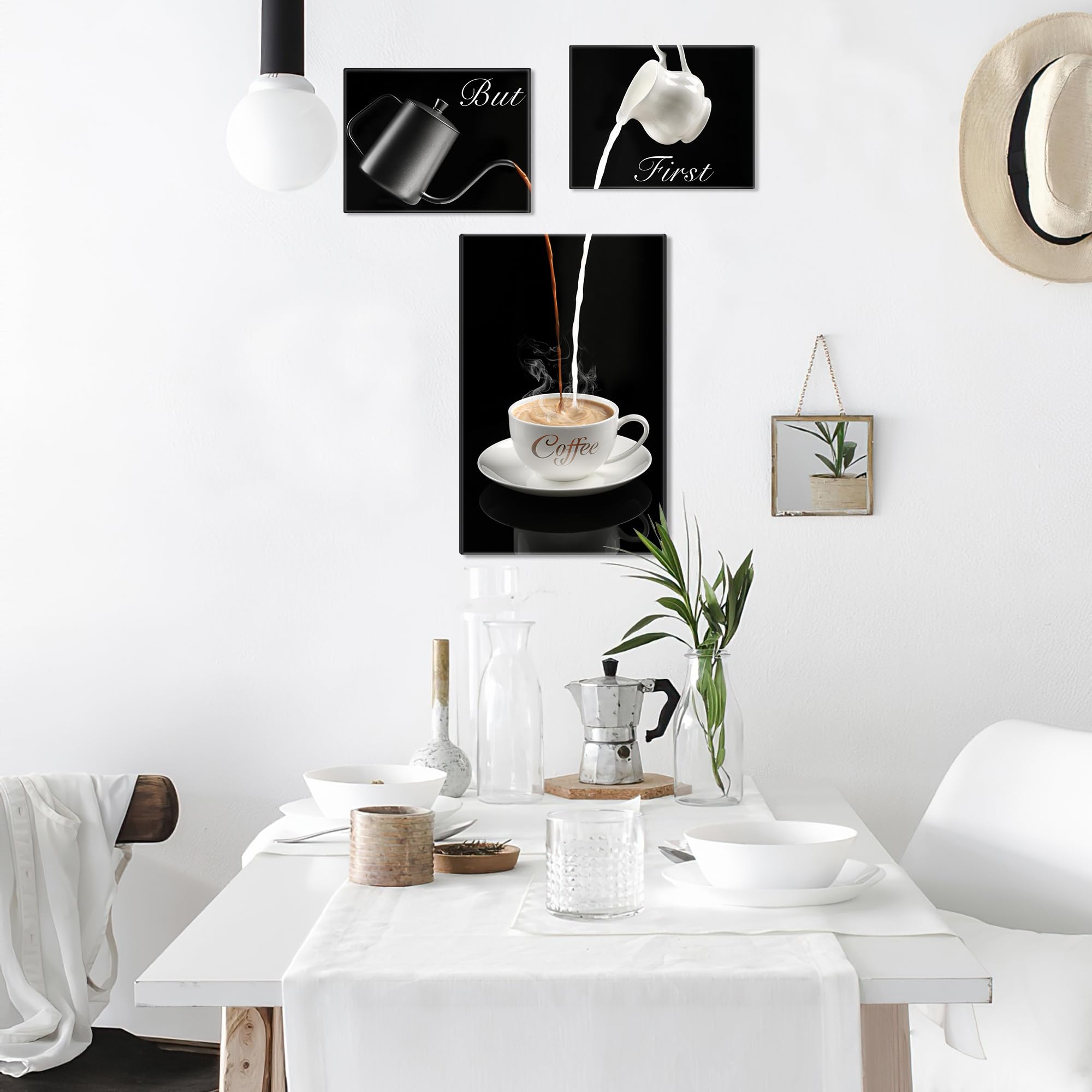 Deveosa Coffee Bar Kitchen Wall Decor - But First Coffee Bar Sign Kitchen Frames Art Pictures Canvas Dining Room Office Wall Dec