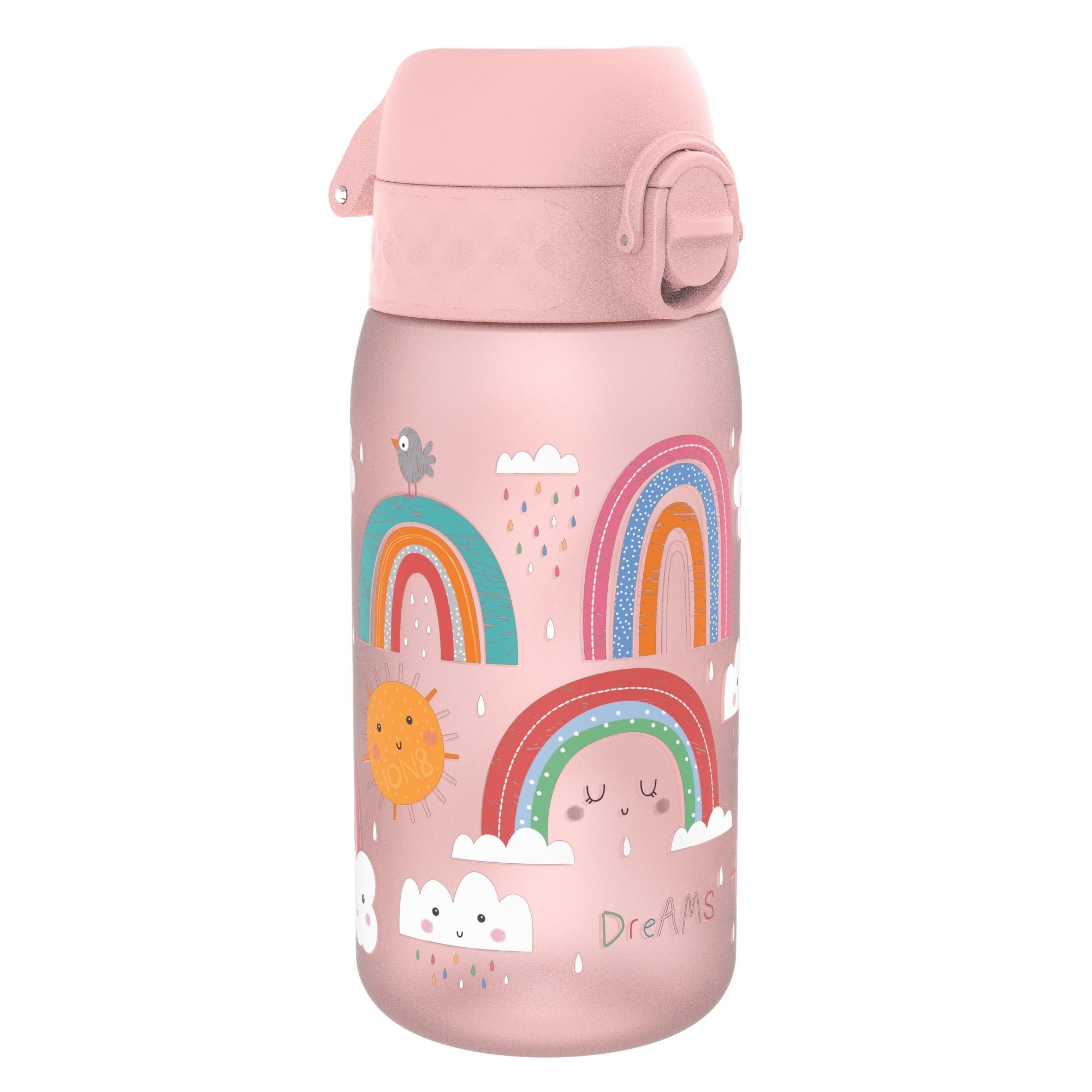 Ion8 Kids Water Bottle, 350 ml/12 oz, Leak Proof, Easy to Open, Secure Lock, Dishwasher Safe, BPA Free, Carry Handle, Hygienic F