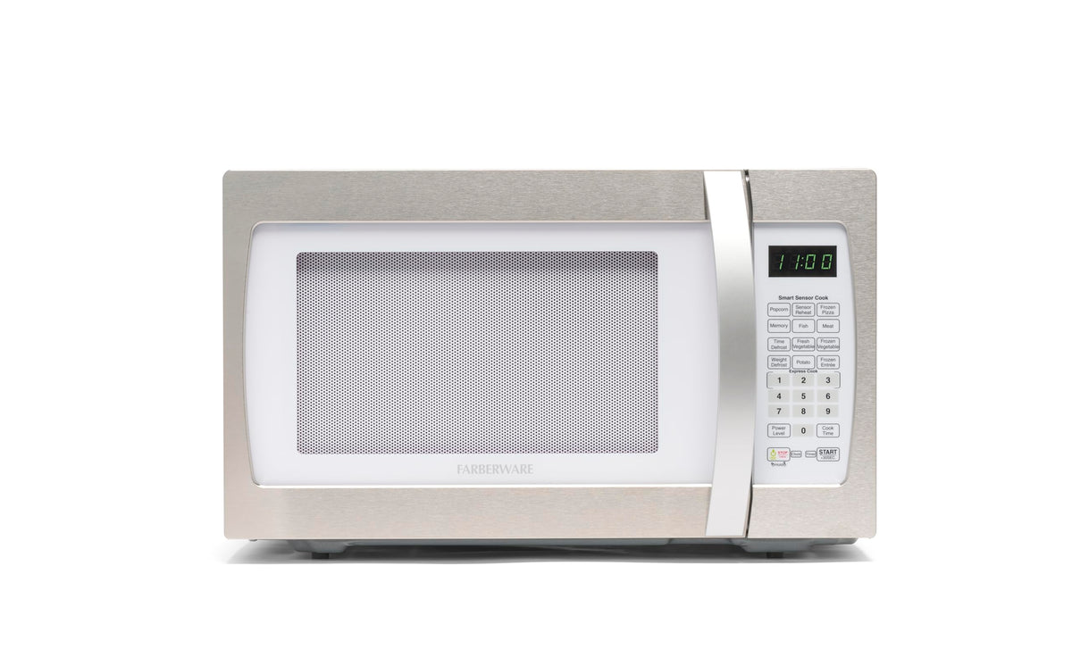 Farberware Countertop Microwave 1100 Watts, 1.3 Cu Ft - Smart Sensor Microwave Oven With Led Lighting And Child Lock - Perfect F