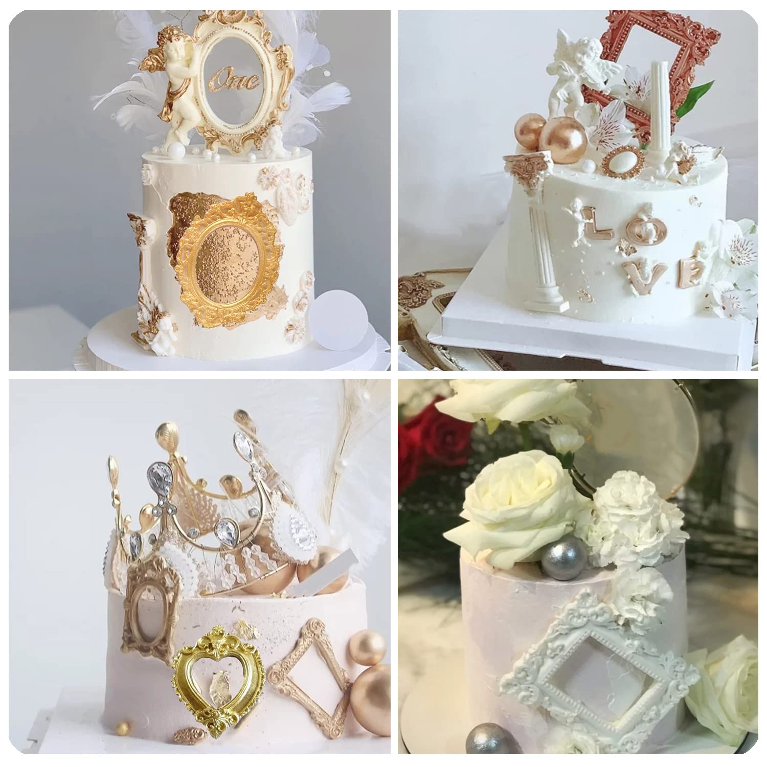 Miyahouse Picture Frames Silicone Mold Photo Frame Fondant Mold Baroque Style Frame Molds For Cupcake Topper Cake Decoration Cho