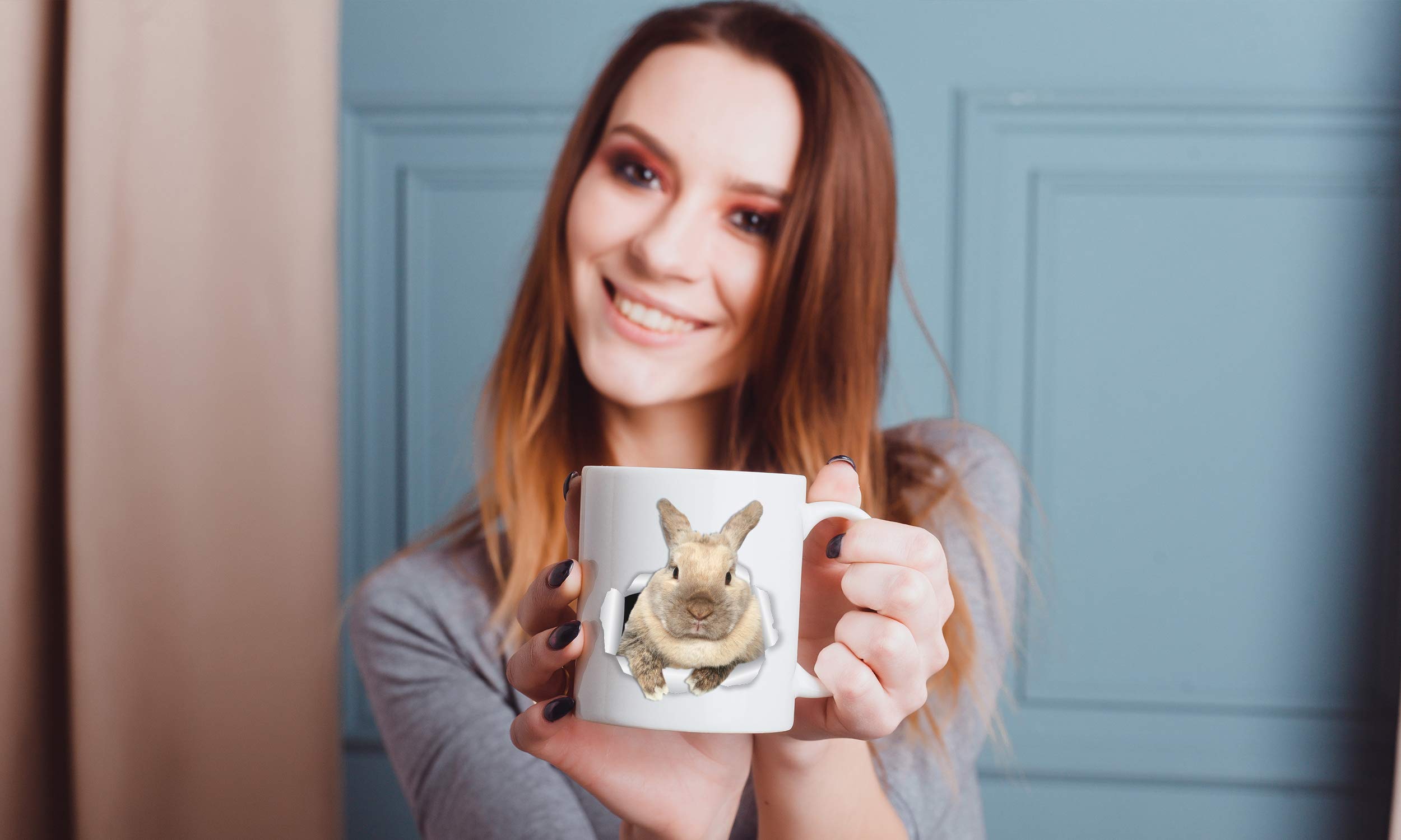 Winston & Bear Rascally Rabbit Mug - Funny Bunny Coffee Mug - Easter Mug - Perfect Bunny Gifts - Cute Rabbit Tea Cup (15Oz)