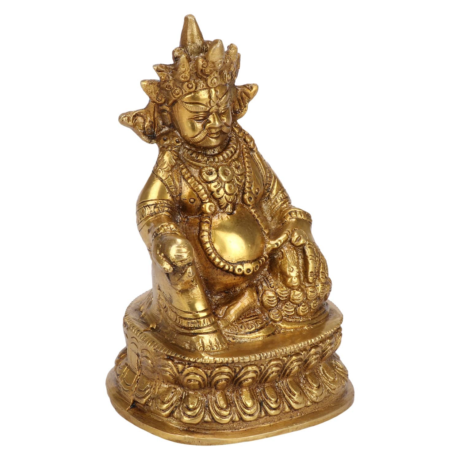 Kartique Brass Idol Lord Kuber Kuvera Wealth God Kubera Statue Murti for Prosperity Money Home D  cor Locker Safe Tijori - 4 x 6