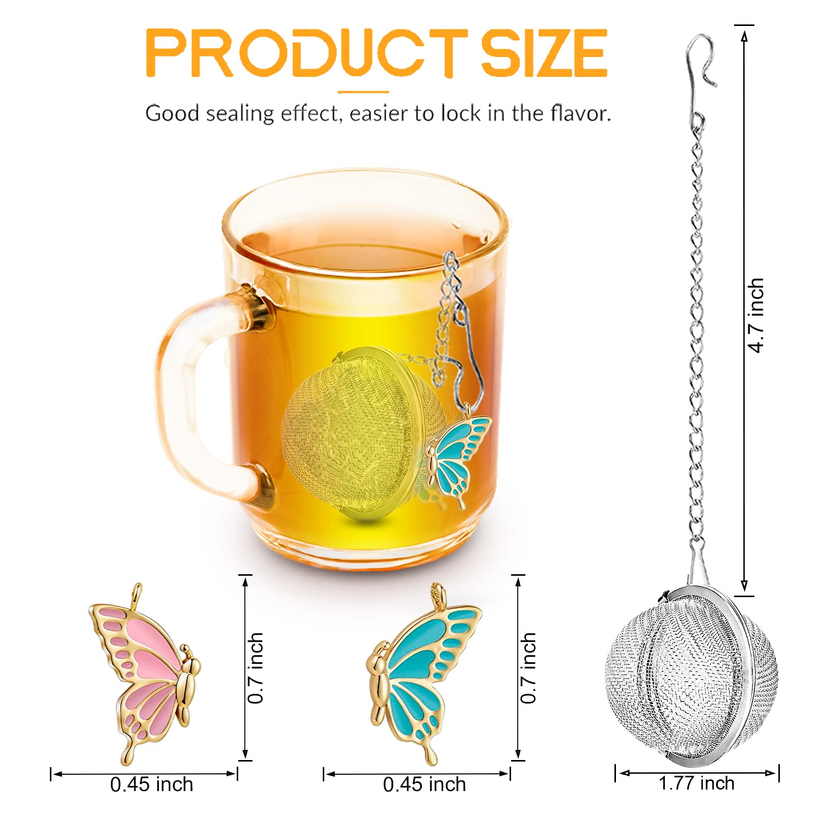 Nstaygate 2Pcs Tea Steeper For Loose Tea,Tea Infuser Tea Balls For Loose Tea With Charm Handmade Cute Butterfly Bff Pendant Loos