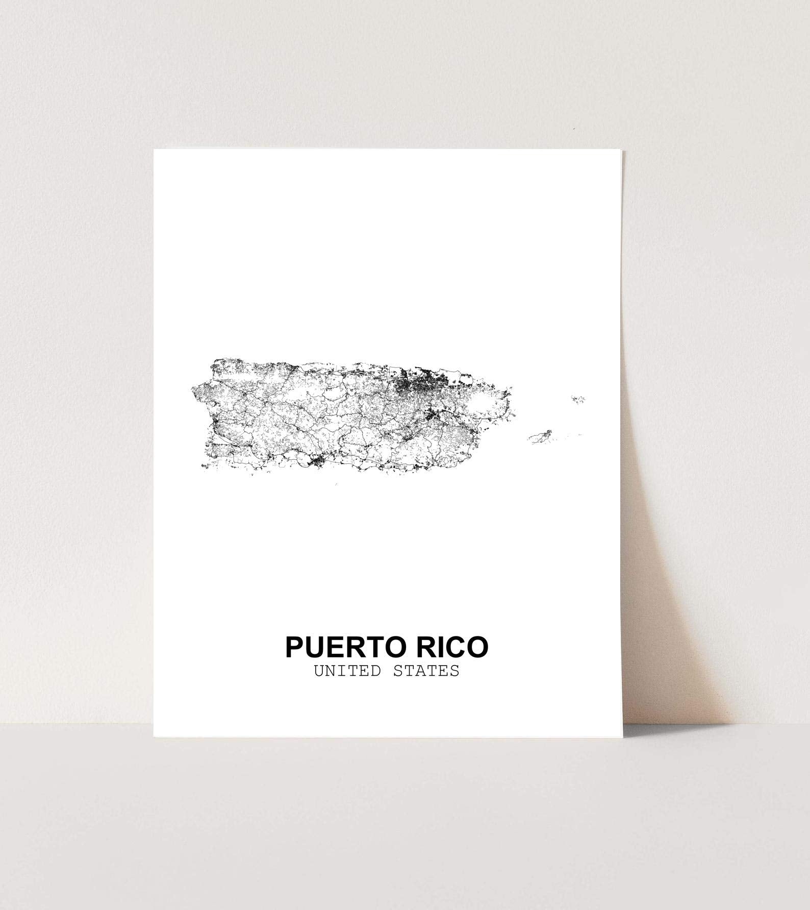 Eleville 8X10 Unframed Puerto Rico United States Country View Abstract Road Modern Map Art Print Poster Wall Office Home Decor M