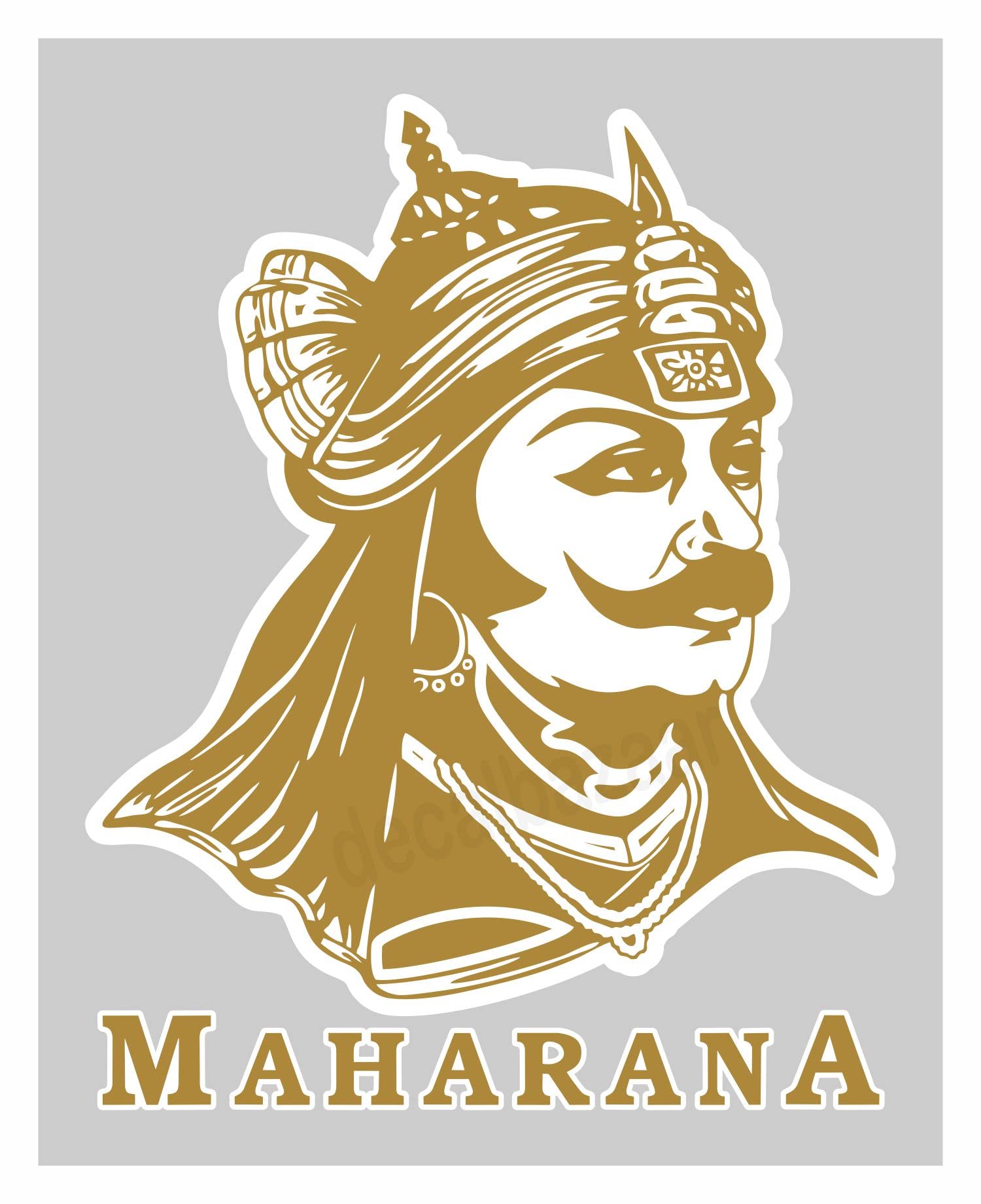 decalbazaar Vinyl Maharana Pratap Singh Glossy Glass Wall Vehicle Sticker, 11 x 8.5 Inches Golden