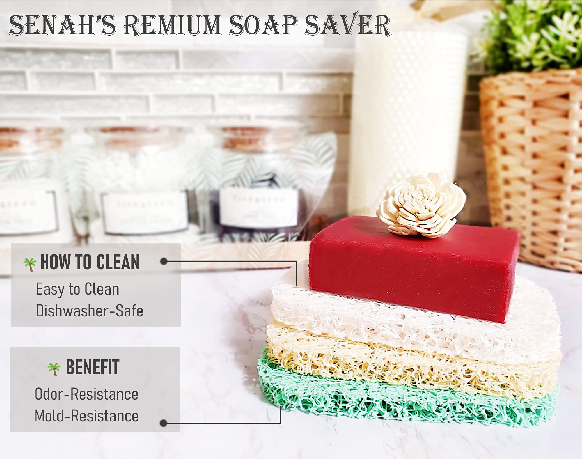 It's Senah [8Pack] Keep Soap Clean & Fresh Bathroom Soap Dishes  Soap Saver Set  Eco-Friendly  Recyclable  Flexible & Durable Soap Lift  BPA-Free  Non-Slip Bath Soap Holders