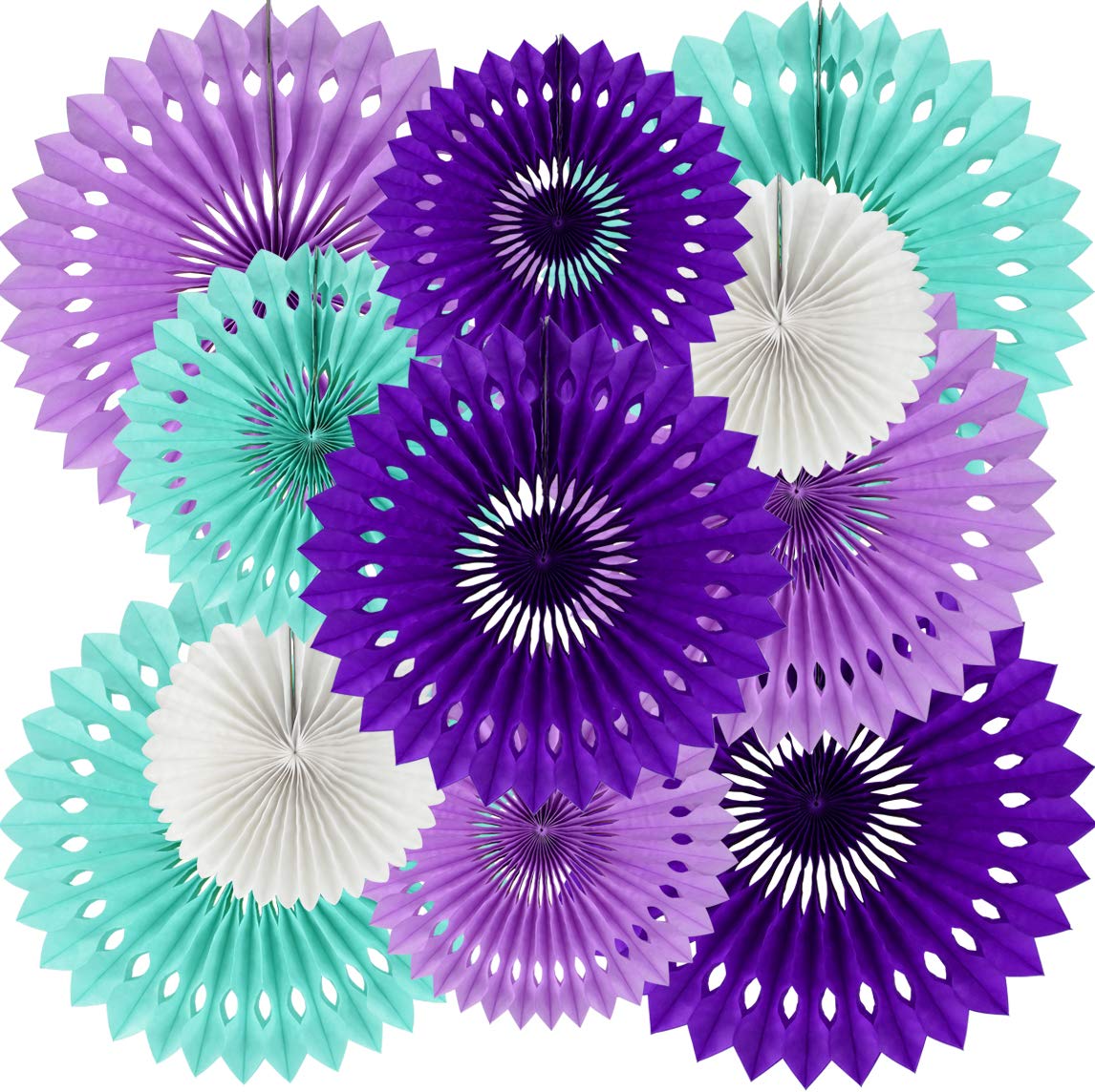 Beishida Purple Lavender Blue Hanging Honeycomb Round Paper Fans Decoration Kit Tissue Paper Fan Garland For Baby Shower Girl Ki