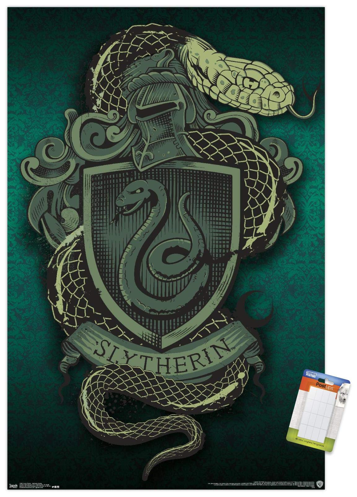 Trends International The Wizarding World: Harry Potter - Slytherin Snake Crest Wall Poster, 22.375'' X 34'', Premium Poster & Mo