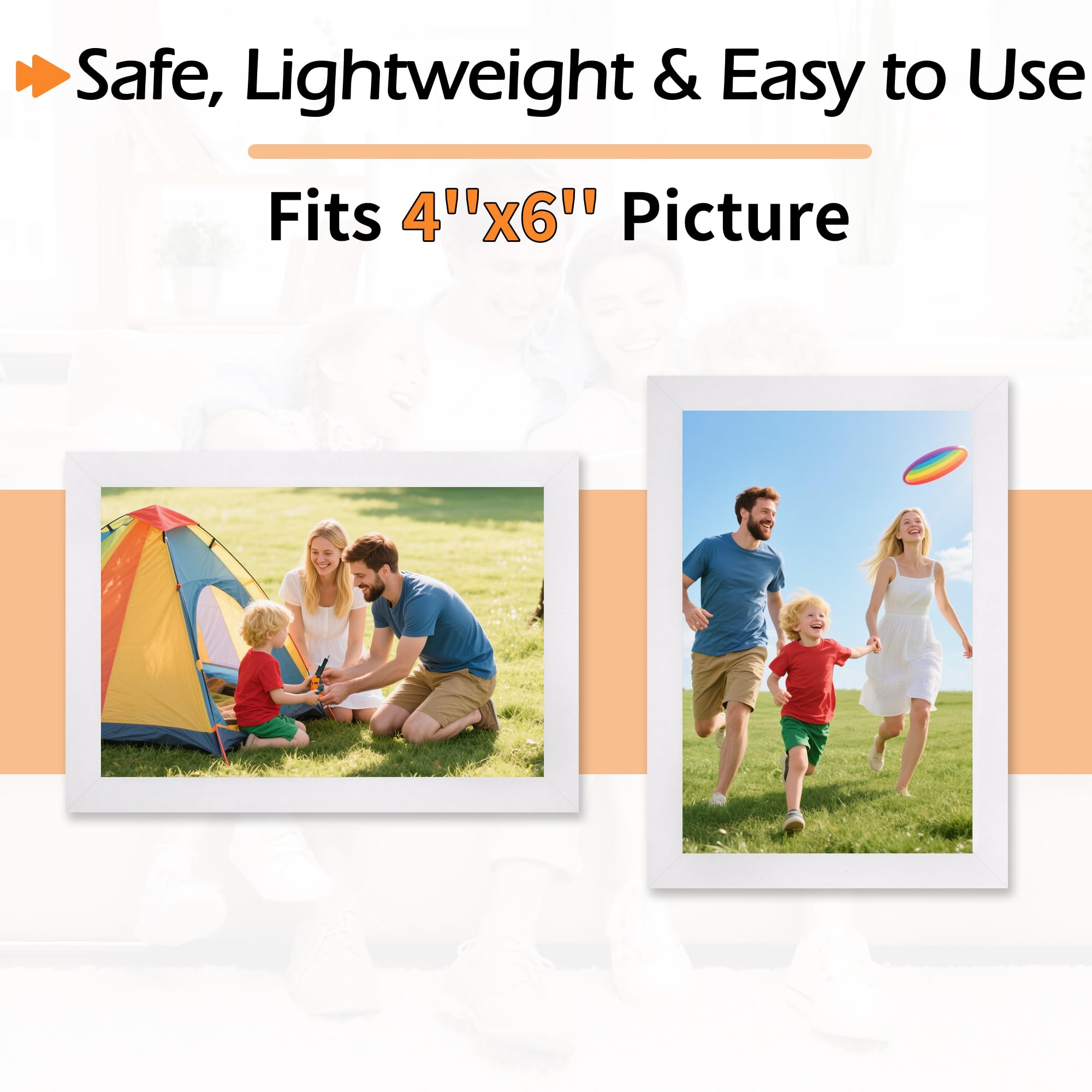 HOMERHYME 4x6 Picture Frames Set of 8, White Photo Frames for Gallery Wall Mounting or Table Display, Collage Frames with Clear