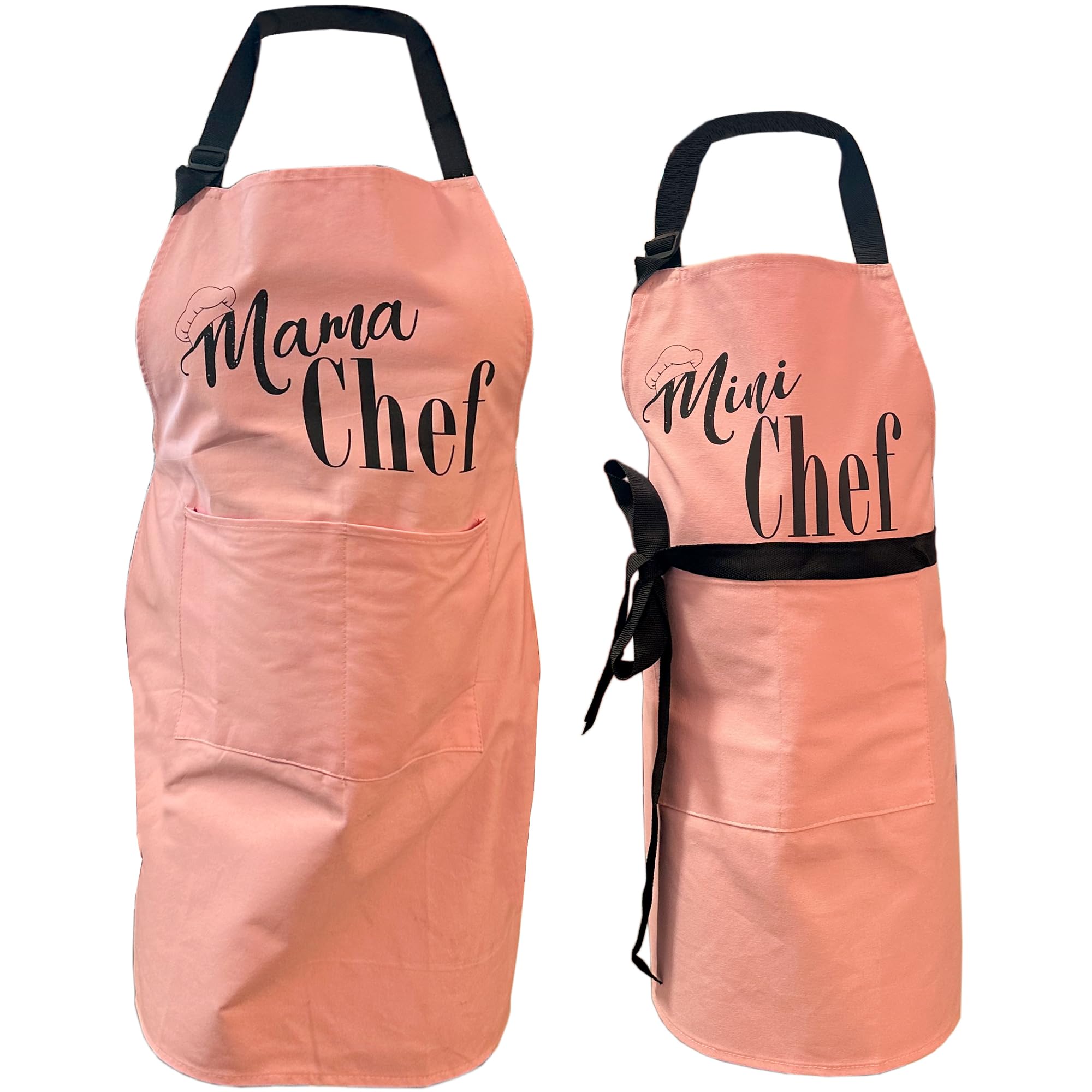 Bashout Mother, Daughter Apron Set | (2 Pcs) Mama Chef Plus Mini Chef Matching Aprons | Cooking Baking Adjustable Mom And Child