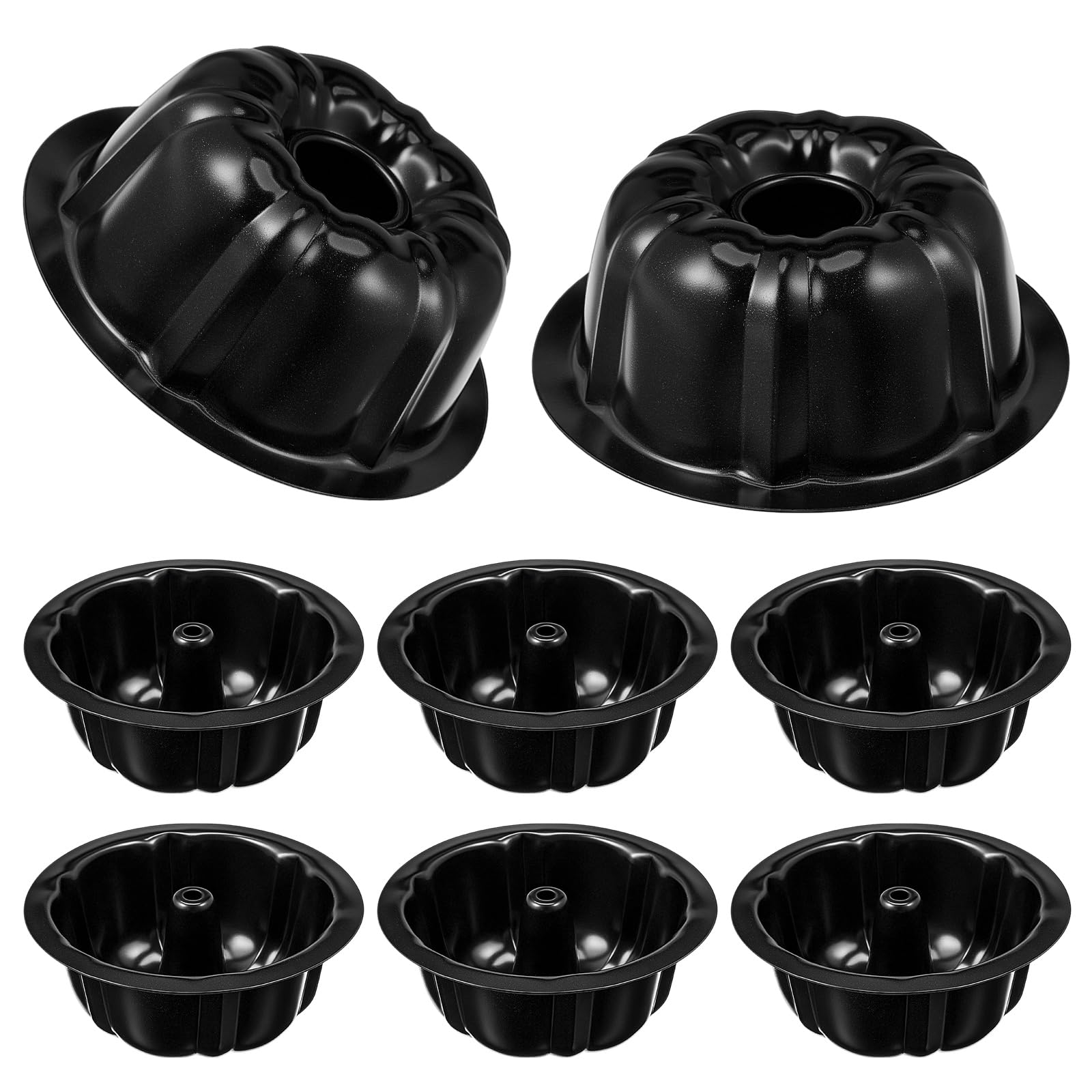 Ctosree 8 Pcs Fluted Mini Cake Pan 4 Inches Nonstick Fluted Cake Pan Carbon Steel Tube Metal Tube Oven Baking Mold with Flower S