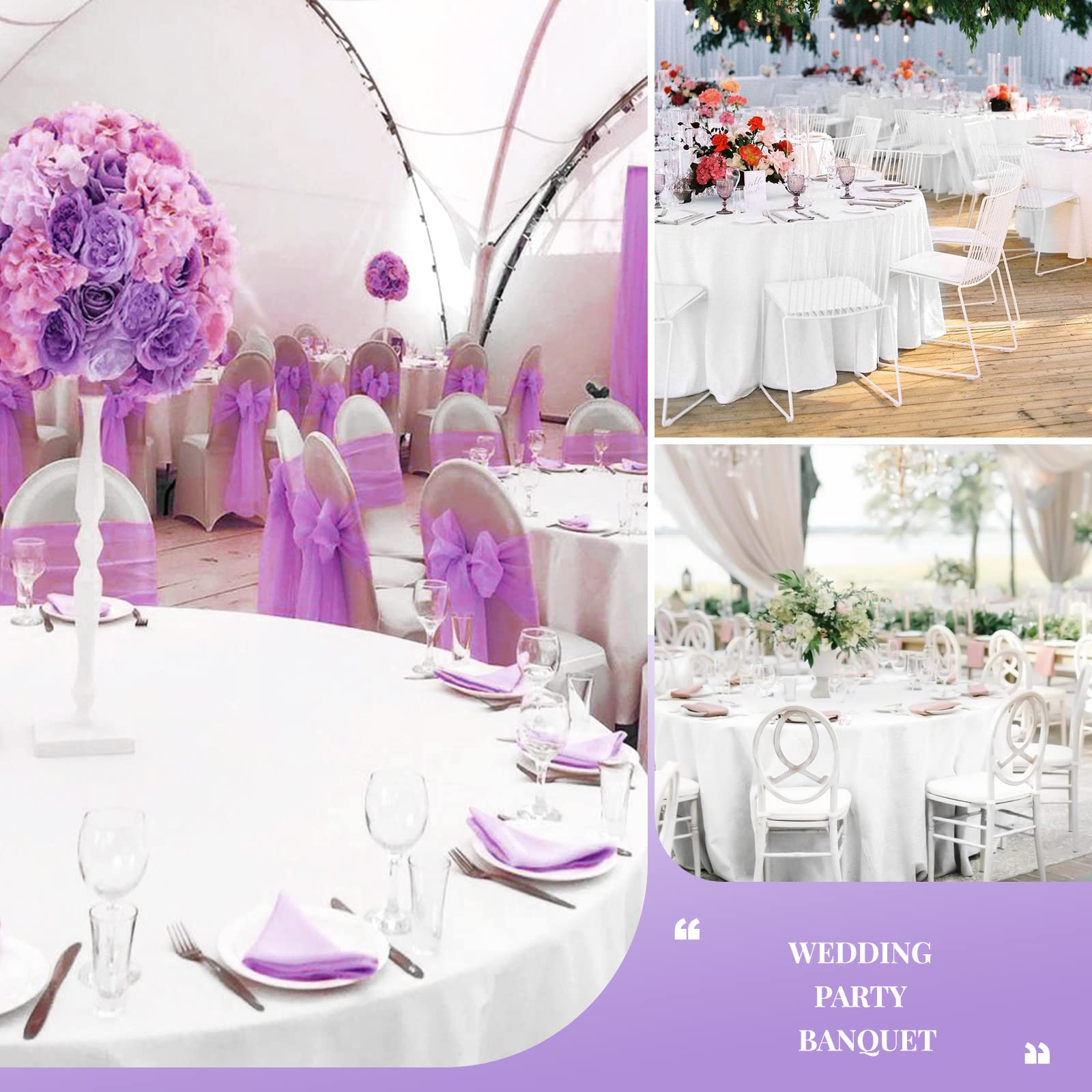 Teruntrue 4 Packs 120 Inches Round Tablecloths White Polyester Round Table Cloth Wrinkle Resistant Washable Table Cloths Fabric