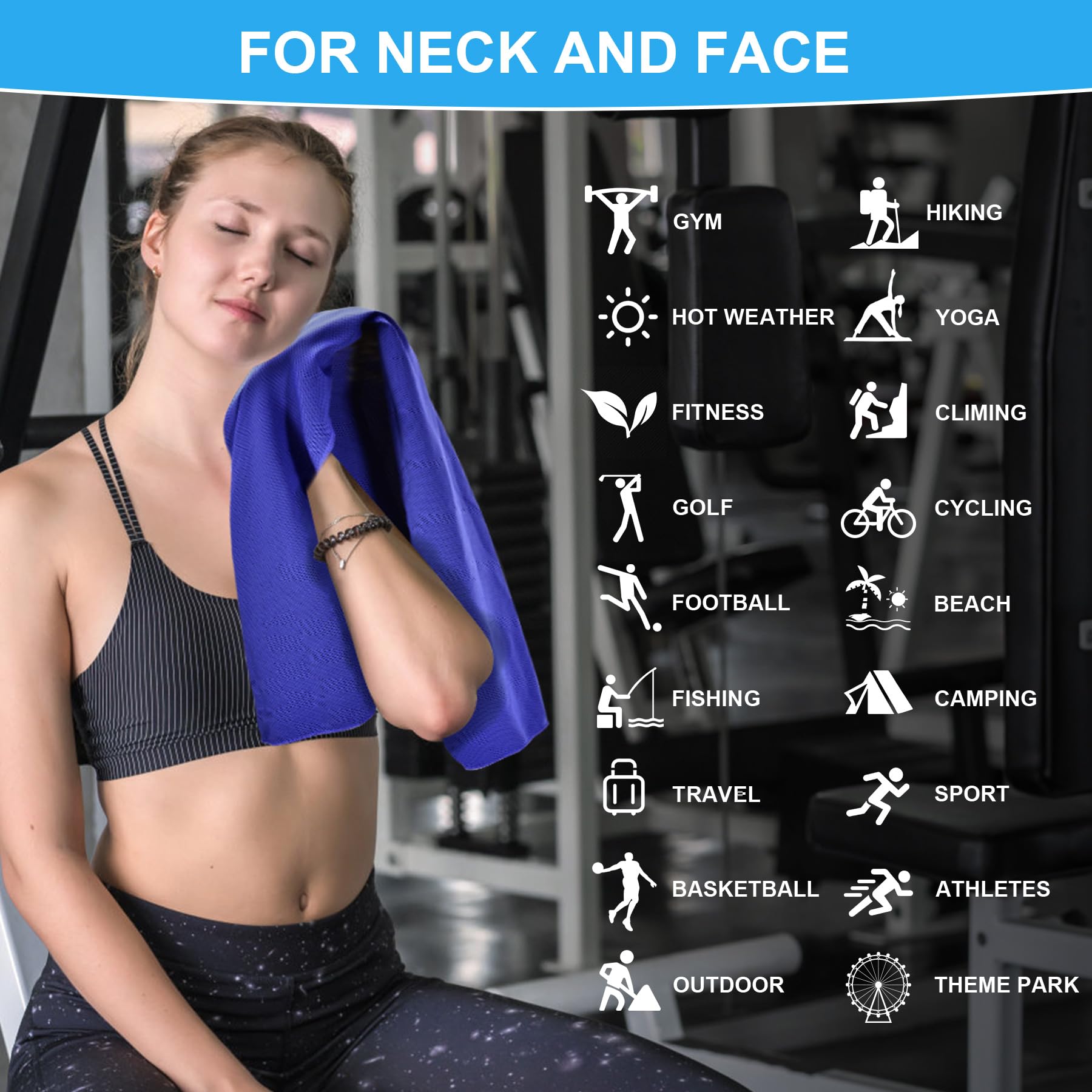 U-pick 4 Packs Cooling Towels  Instant Cool Sweat Rag for Hot Weather  Breathable Chilly Towel for Yoga  Gym  Workout  Fitness  Camping  Golf  Travel & More Activities (40''x12'')