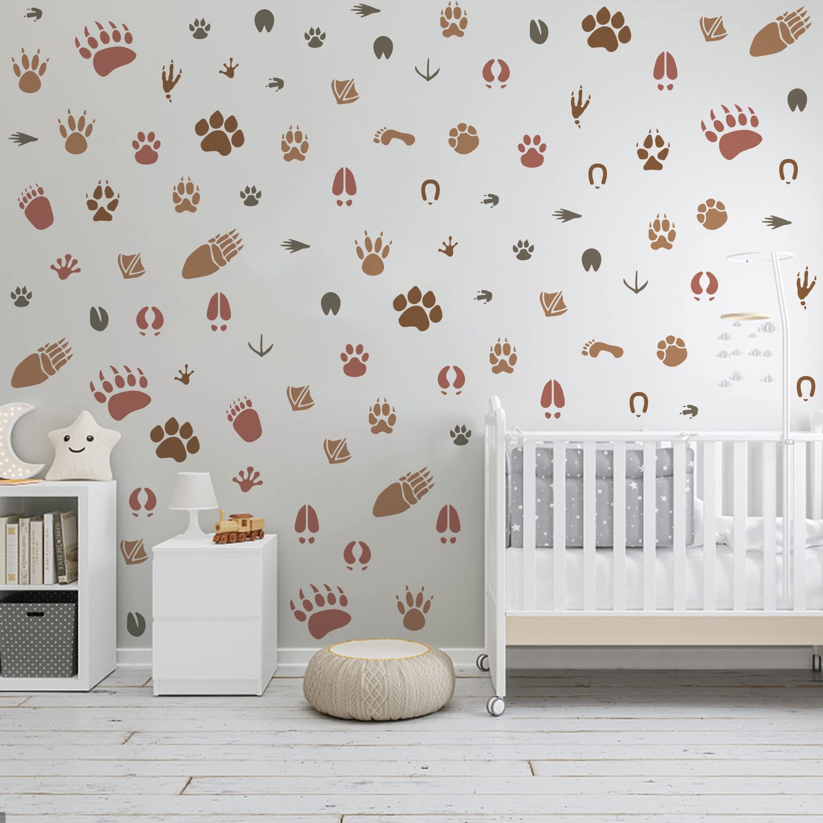 Infunly Paw Print Stencils For Painting 11.8'' Animal Footprint Wall Stencil Reusable Dog Cat Paw Stencils For Painting On Wood,