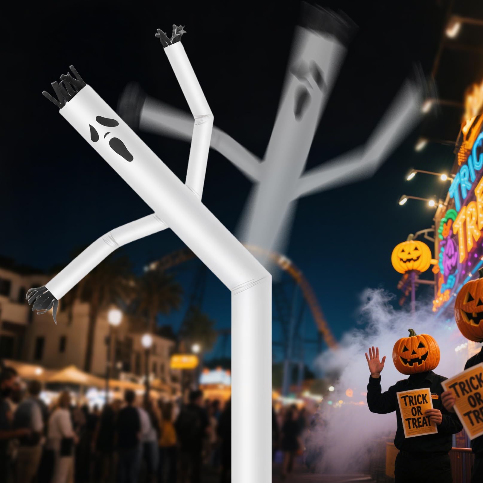 Mkevi Ghost 20ft Air Puppet Dancer Inflatable Waving Tube Man Attachment - Wacky Waving Dancing Tube Guy for Business Promotion