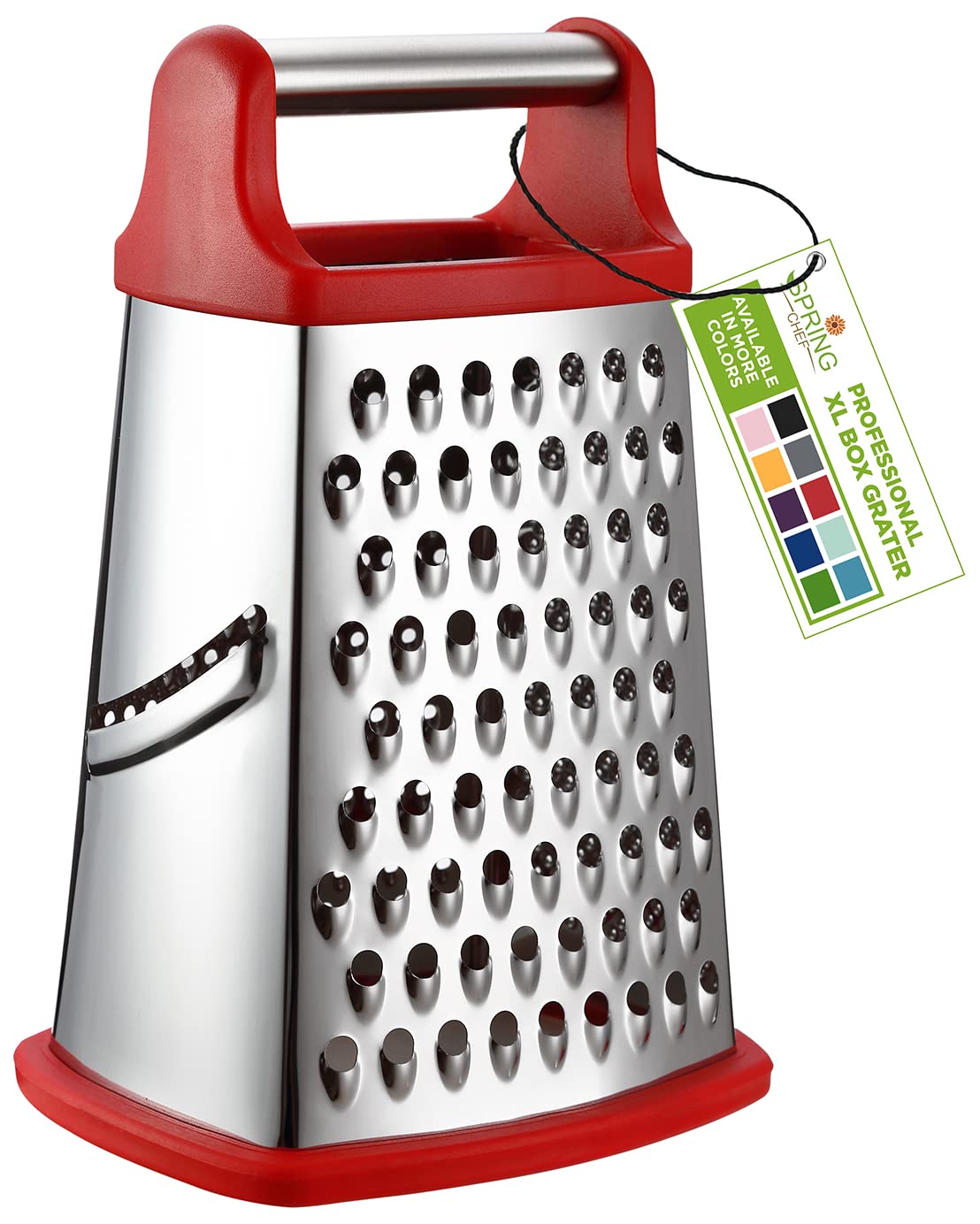 Spring Chef Professional Cheese Grater - Stainless Steel 4 Sided Box Grater For Kitchen, Xl Size - Perfect Shredder For Parmesan