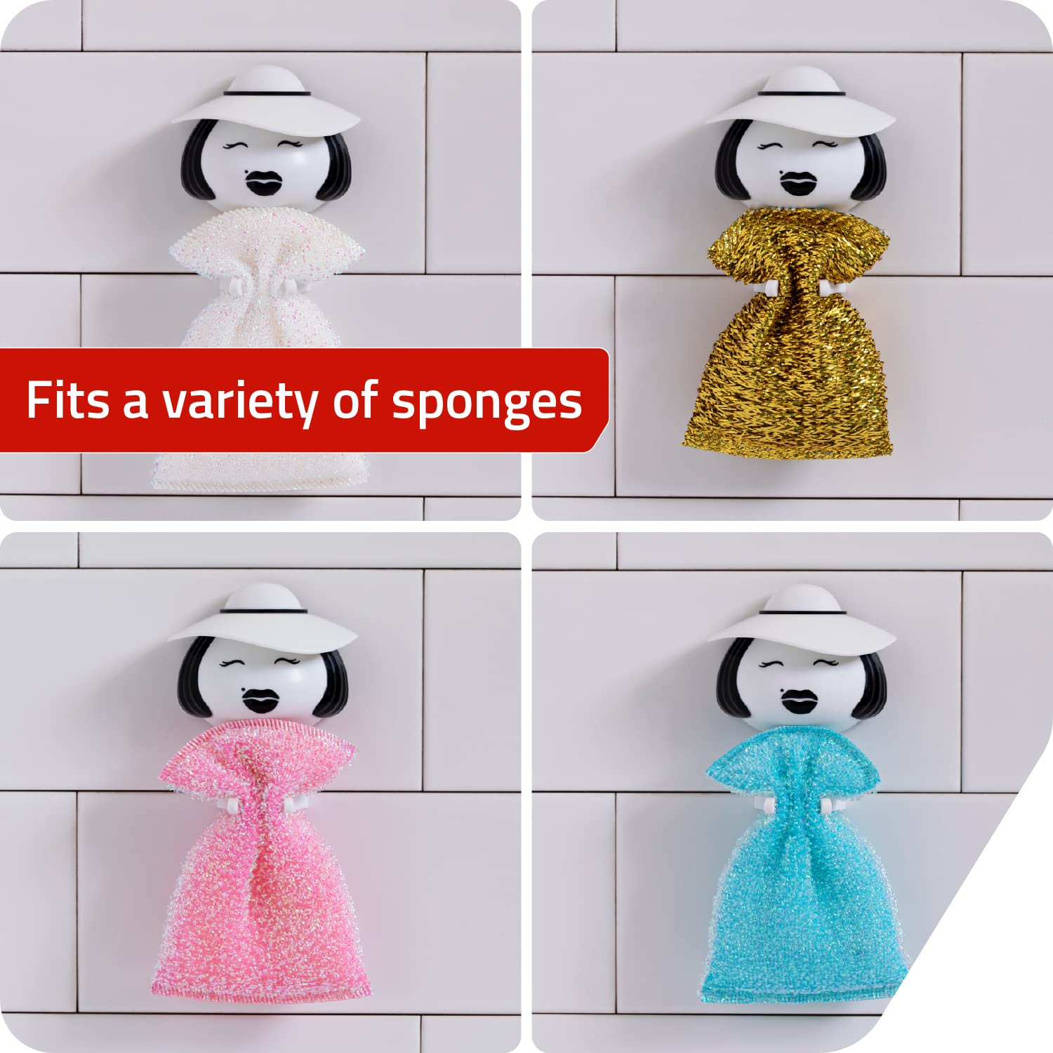 Peleg Design Mrs. Sponge Kitchen Sponge Holder - Plastic Dish Sponge Holder For Kitchen Sink, Dries All Types Of Sponges - Kitch