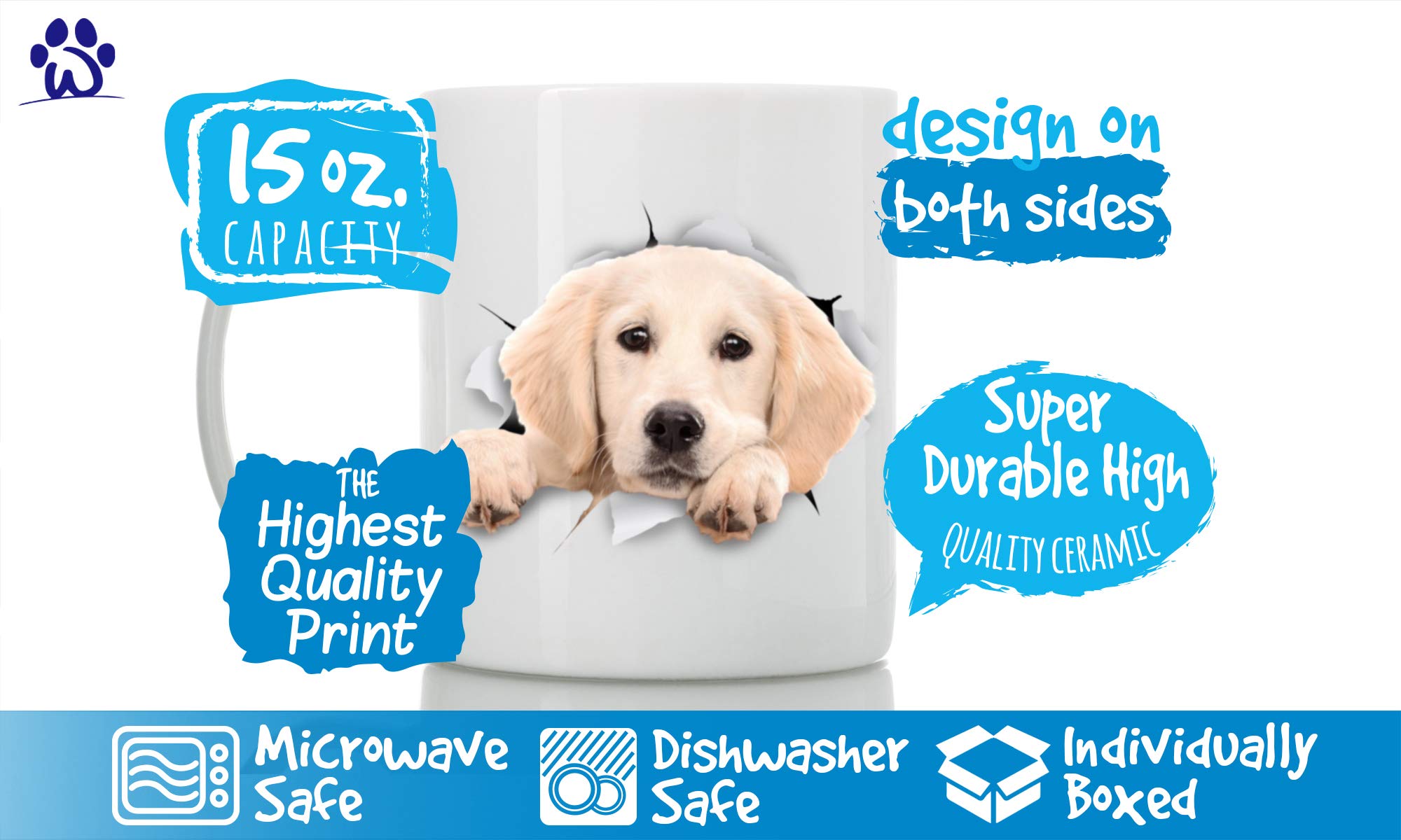 Peaking Labrador Dog Mug - Ceramic Funny Coffee Mug - Perfect Dog Lover Gift - Cute Novelty Coffee Mug Present - Great Birthday