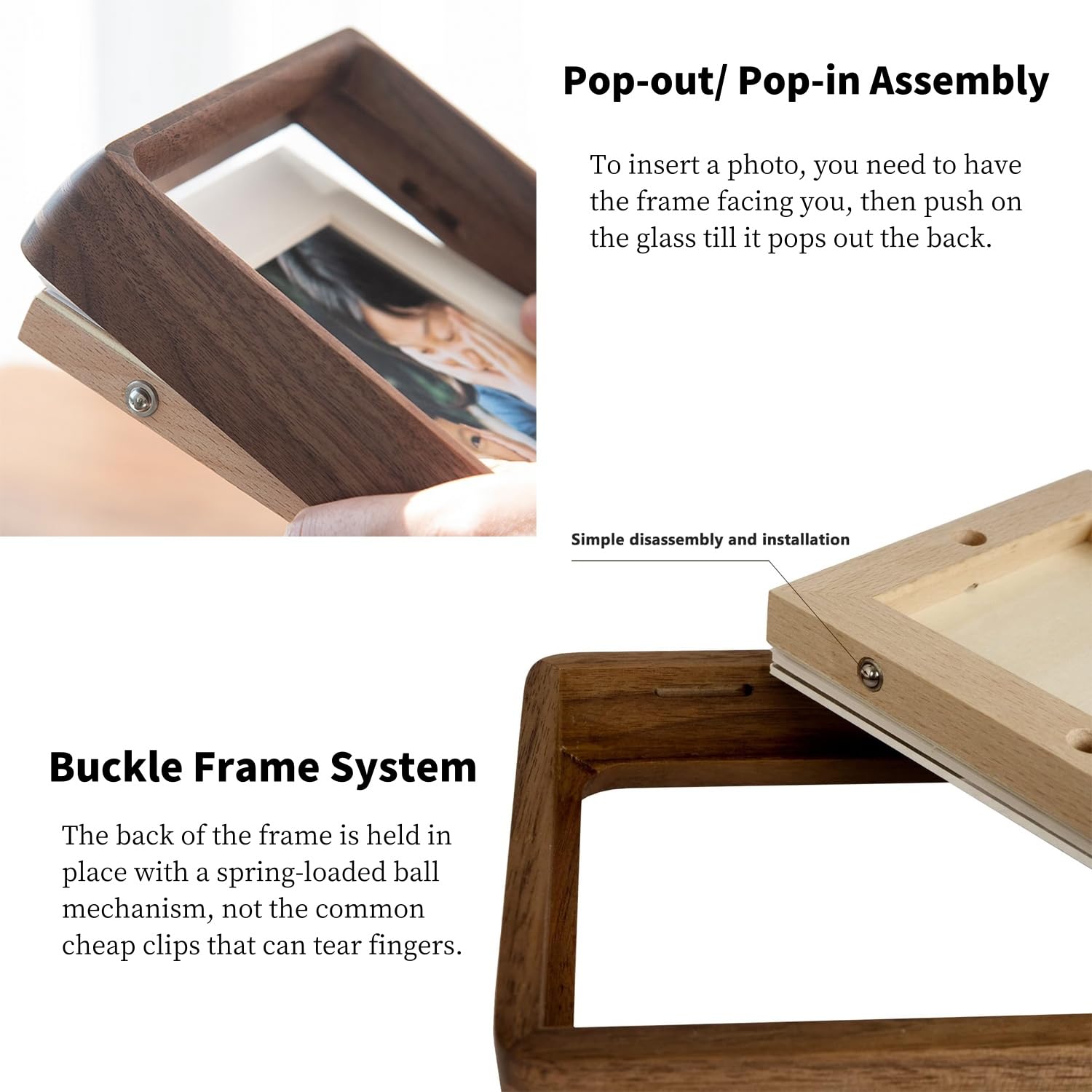 FLECHAZO 8x8 Picture Frames, Natural Walnut Wood 8x8 Frame with Mat for Pictures 6x6, Square Wall Gallery Photo Frame for Wall M