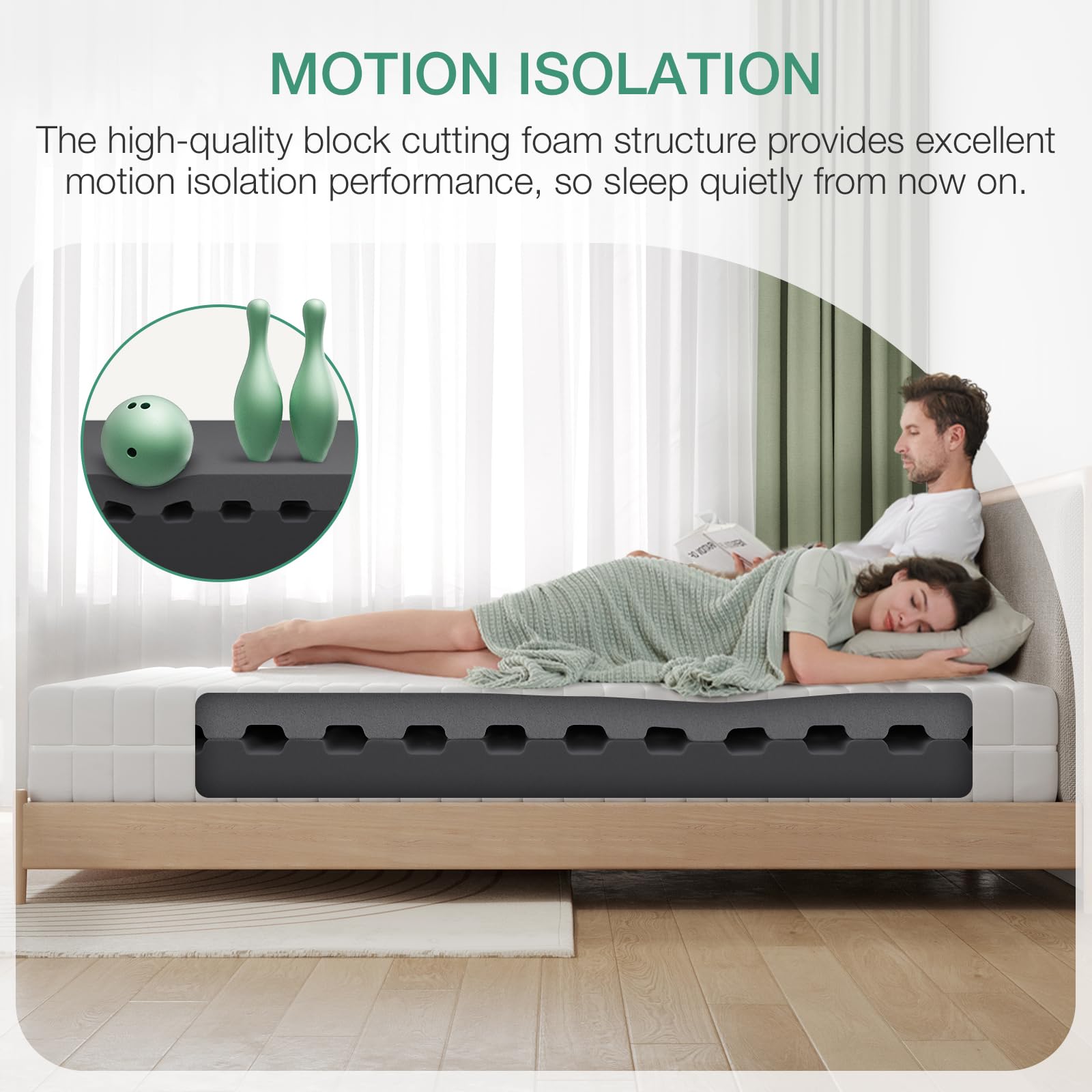 Novilla Full Size 10 Inch Foam Mattress - Flippable, Breathable Cover for Back & Side Sleepers, White, Model NAMM10FWV20N1