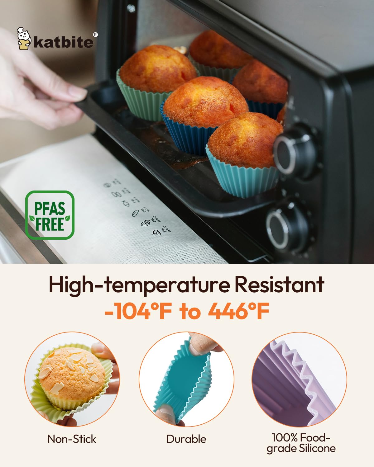 Silicone Cupcake Baking Cups Katbite 24 Pack Silicone Baking Cups Reusable Non-Stick Heavy Duty Silicone Cupcake Liners For Baki