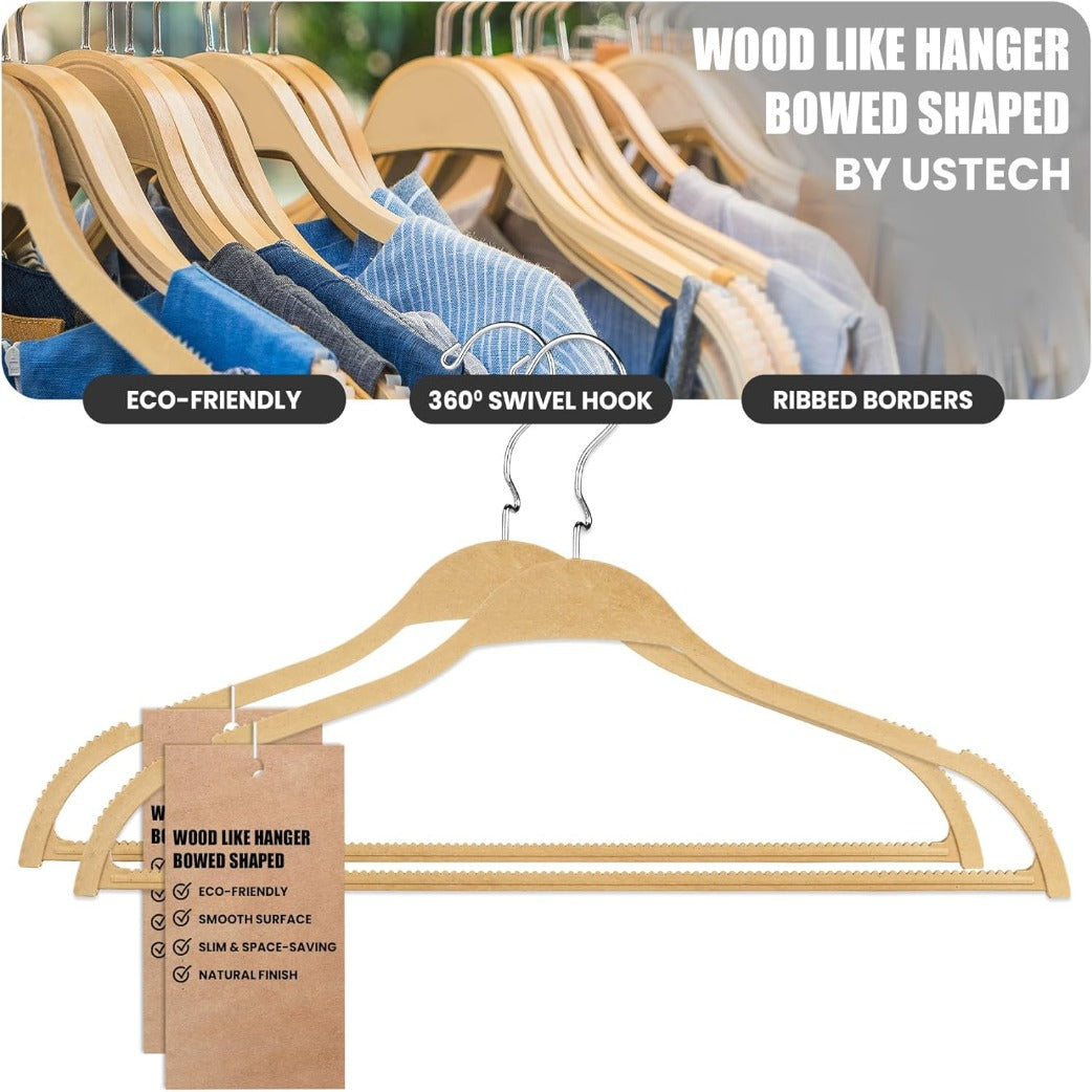 Bowed-Shaped Wooden Suit & Coat Hangers