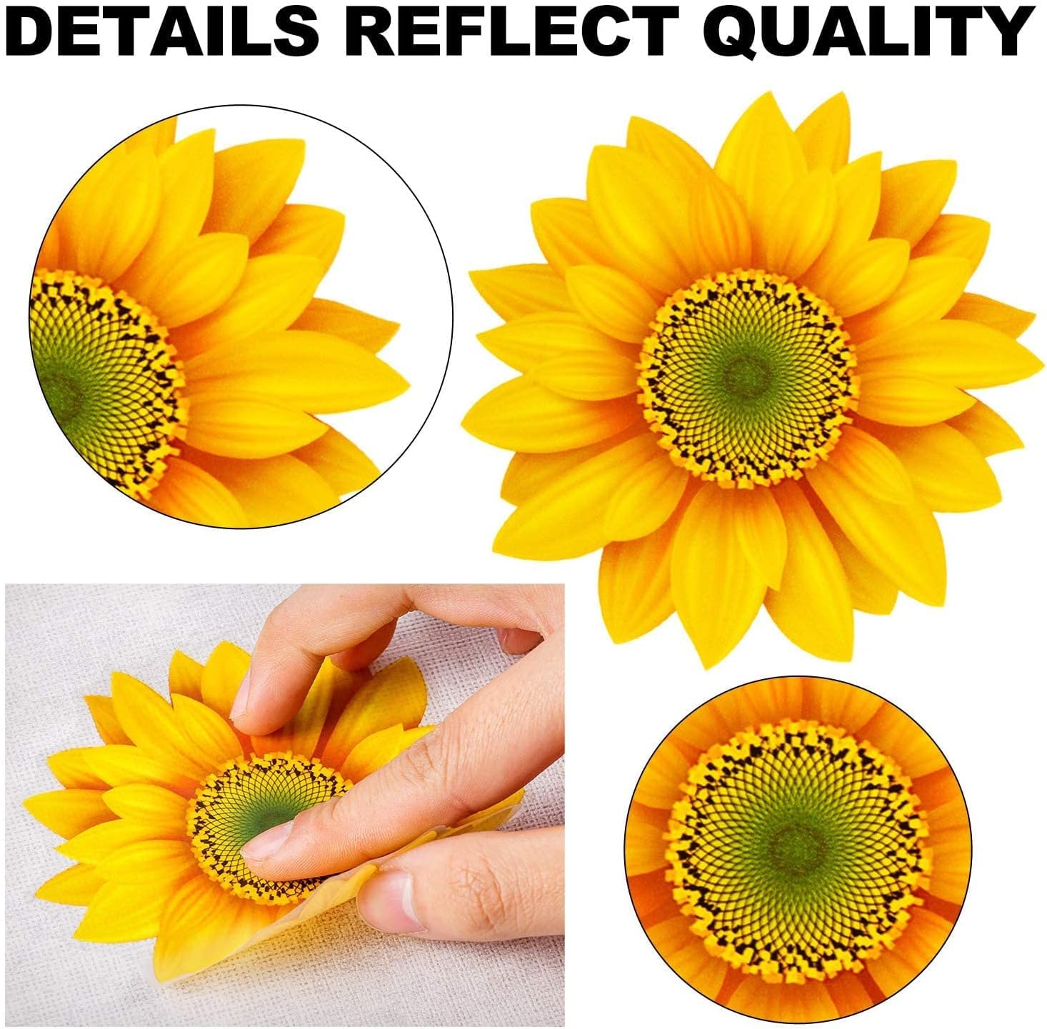 100 Pcs Sunflower Window Wall Stickers With 3D Butterfly, 1-4 Inch Vinyl Sunflower Window Clings Decor, Self-Adhesive Peel And S