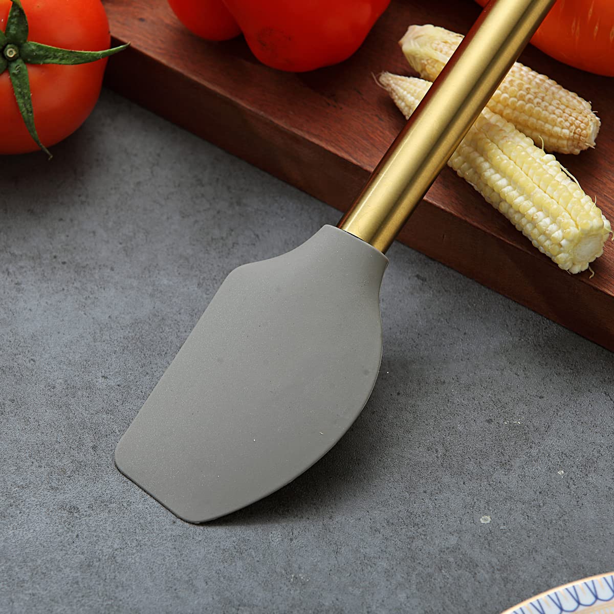 Gold Spatulas, Berglander Non-Stick Silicone Flexible Scrapers Baking Mixing Tool With Titanium Gold Plating Handle, Baking Tool