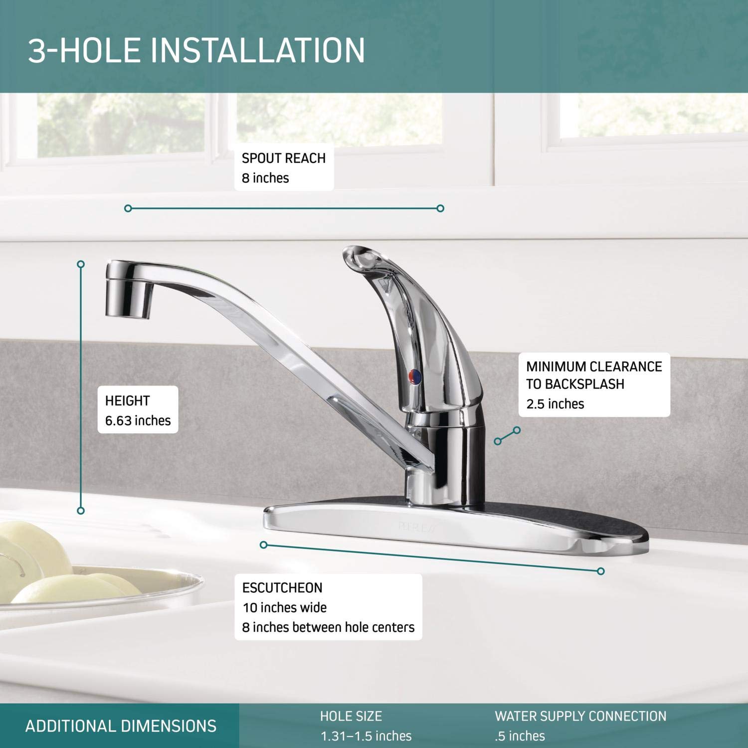 Peerless Single-Handle Kitchen Sink Faucet, Chrome P110Lf
