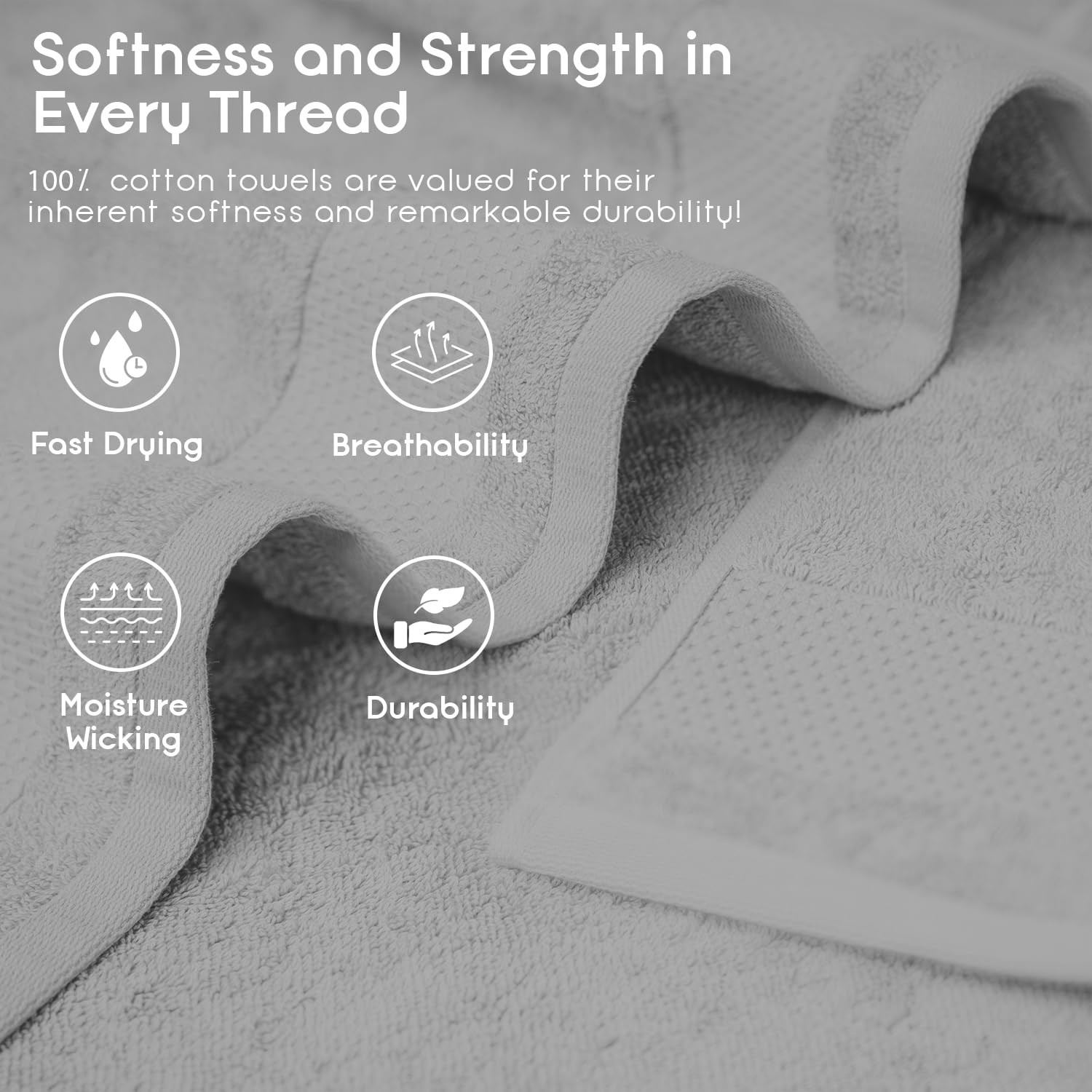 Ariv - 2 Ply Ultra Luxury 8-Piece Towel Set - 100% Combed Cotton Large Towels For Extra Softness, Absorbency & Quick Drying - Pe