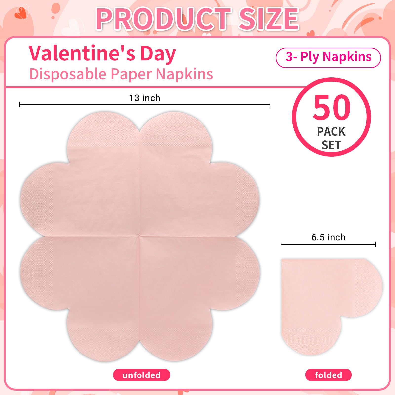 Valentine'S Day Party Supplies, Disposable Love Napkins Heart Shaped Napkins For Valentine'S Day Engagements Wedding Anniversari