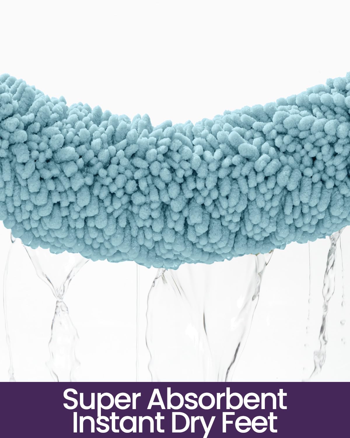 DEXI Bath Mat Bathroom Rug Large Non Slip Absorbent and Soft Floor Mats Washable Chenille Rugs for Bathtub Toilet Shower Room Entryway 24''x43''Light Blue