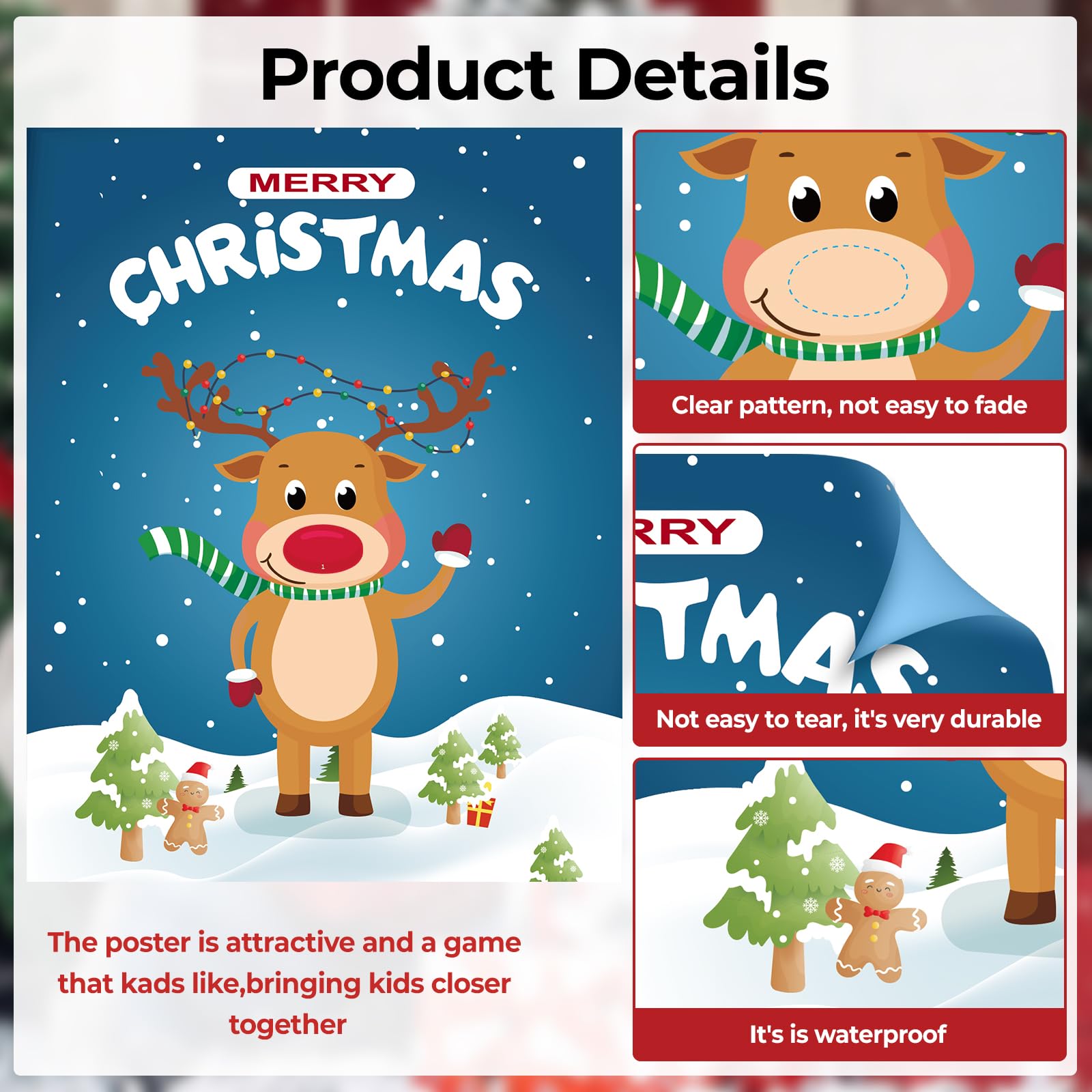 Haunt Couture Christmas Games - Pin The Nose On The Reindeer | Fun For Up To 48 Players | Perfect For Kids | Holiday Party Game