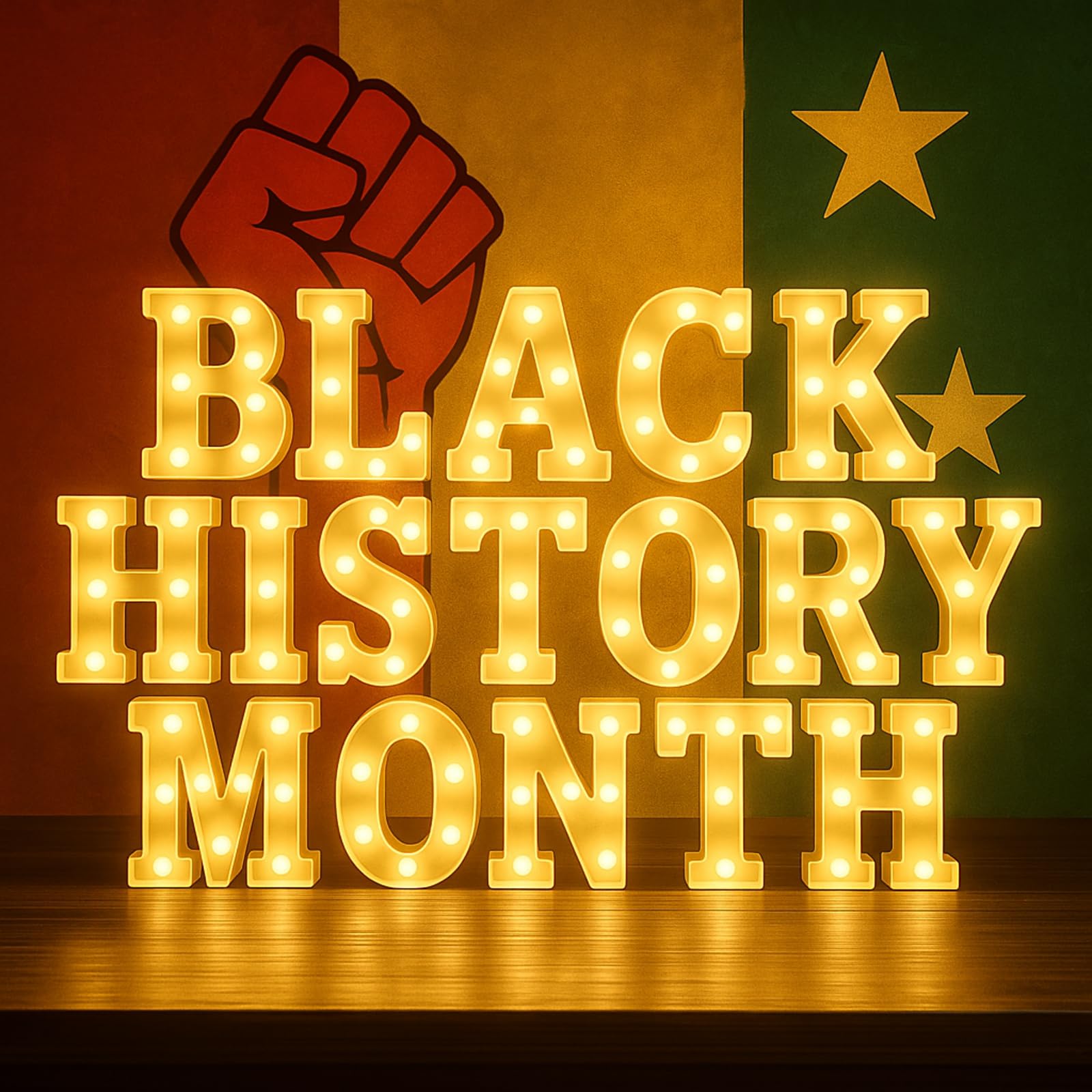 Honoson 17 Pcs Black History Month Decorations LED Letter Light Sign Cultural Theme Neon Event Signs Table Decor for African Ame