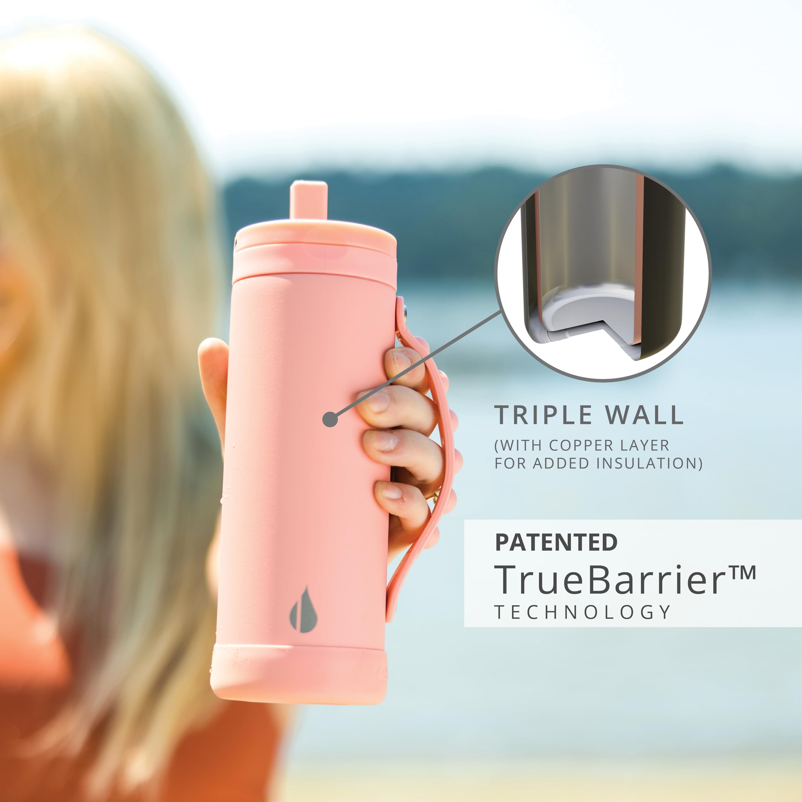 Elemental Iconic Kids Water Bottle With Straw Lid & Stress Relief Pop It Handle, Leak-Proof When Closed, Triple Insulated Kids S
