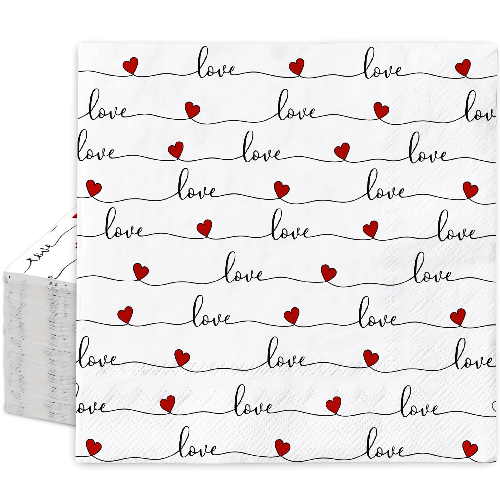 Anydesign 100Pcs Valentine'S Day Paper Napkins Love Hearts Disposable Luncheon Napkins Dessert Dinner Hand Napkin For Wedding Br