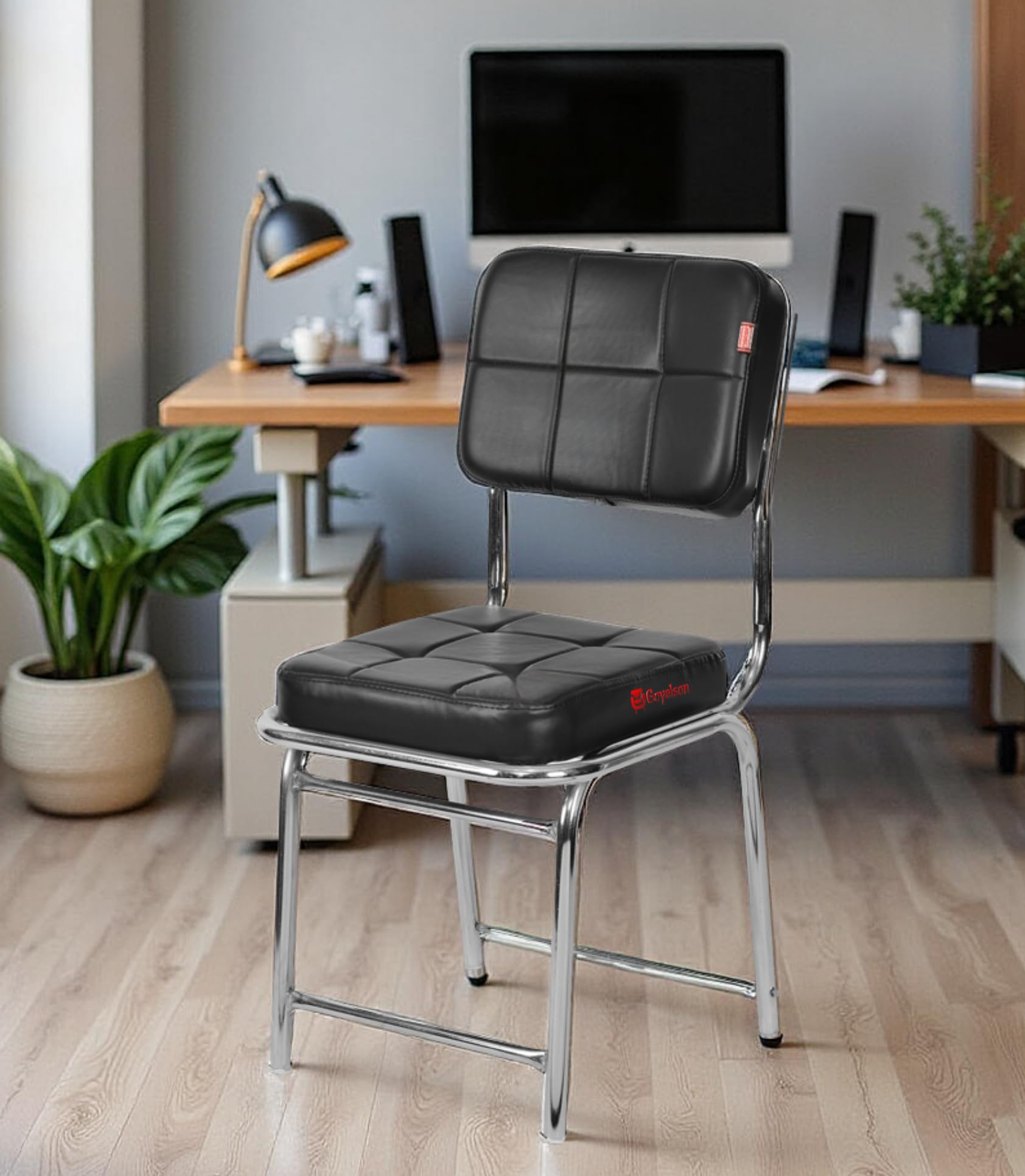 Ratison Office Chair Reception Waiting Area Home Study Visitor Without Arm Heavy Duty With Steel Frame And Cushion Seat Back, Wi