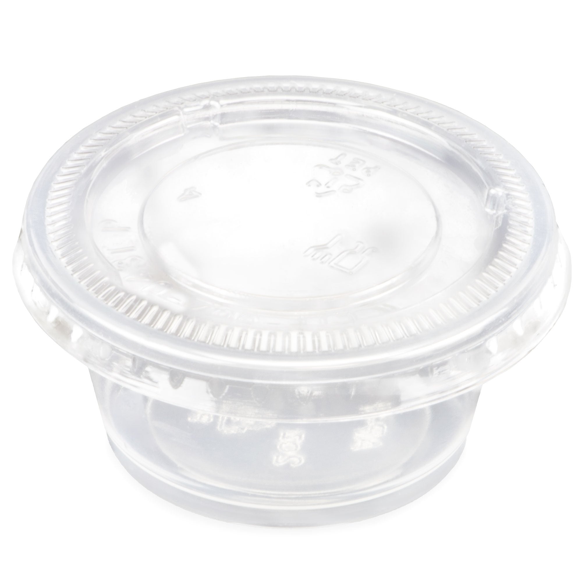 Back Of House Ltd. 100-Pack Of Disposable Clear Plastic Condiment Storage Cups With Lids - Choose 2 Oz. Or 4 Oz. - For Restauran